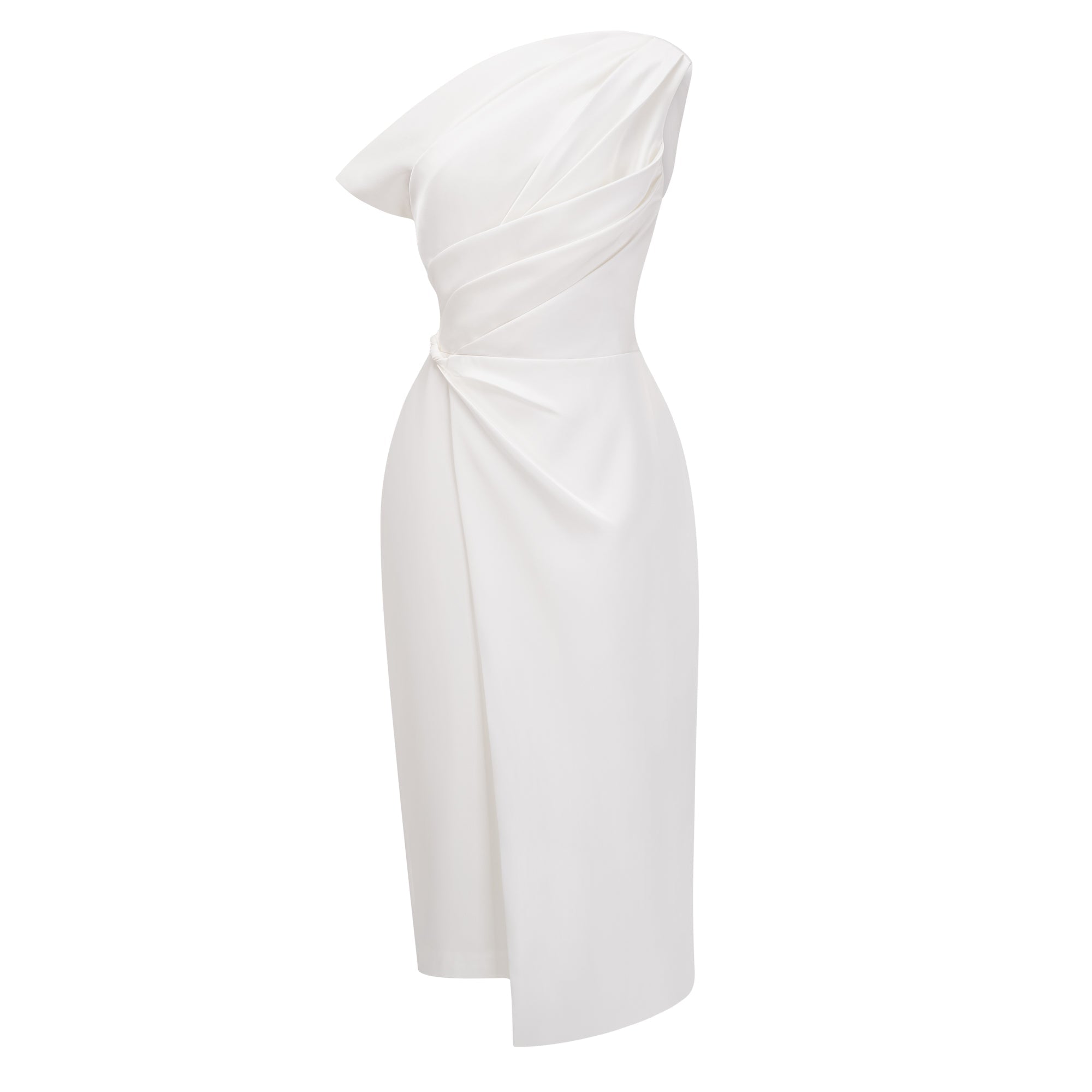 Amarante White One Shoulder Asymmetrical Midi Dress (Final Sale-US Only)