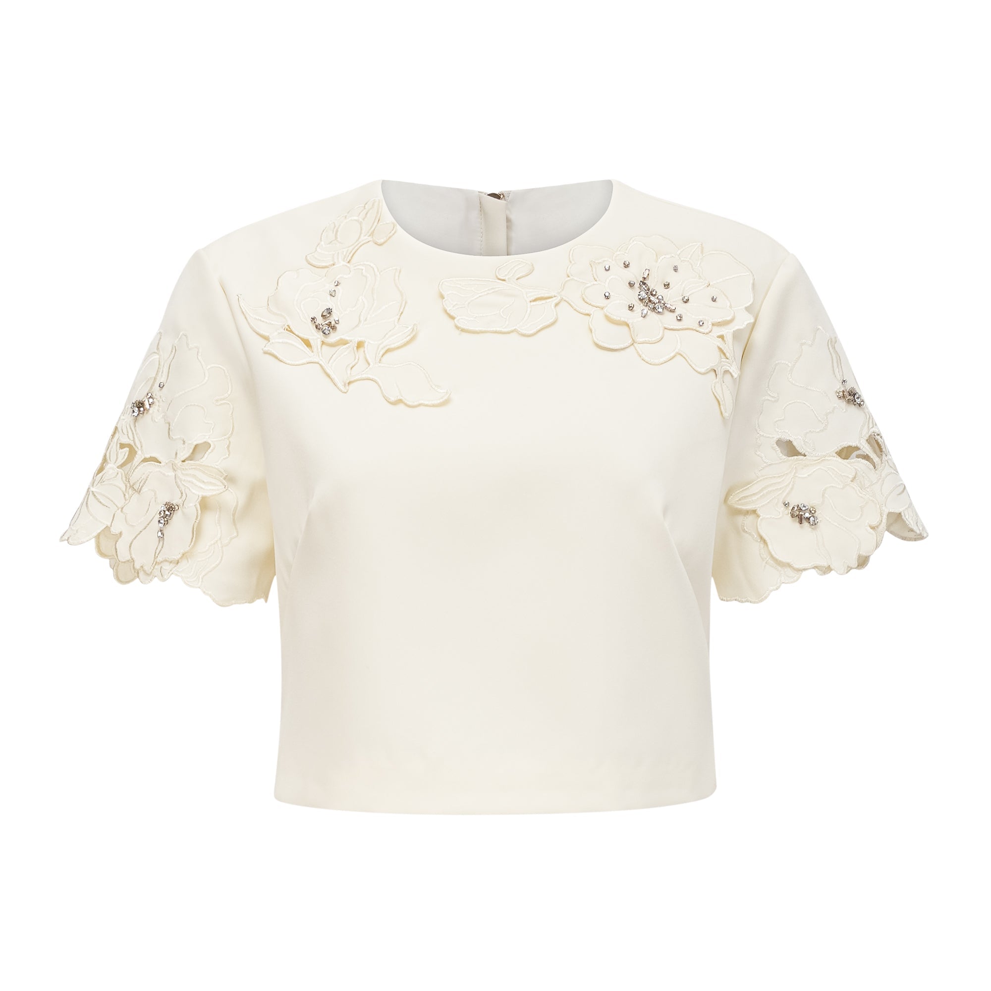 Coralie neutrals 3D-petal top & skirt matching set (Final Sale-US Only)