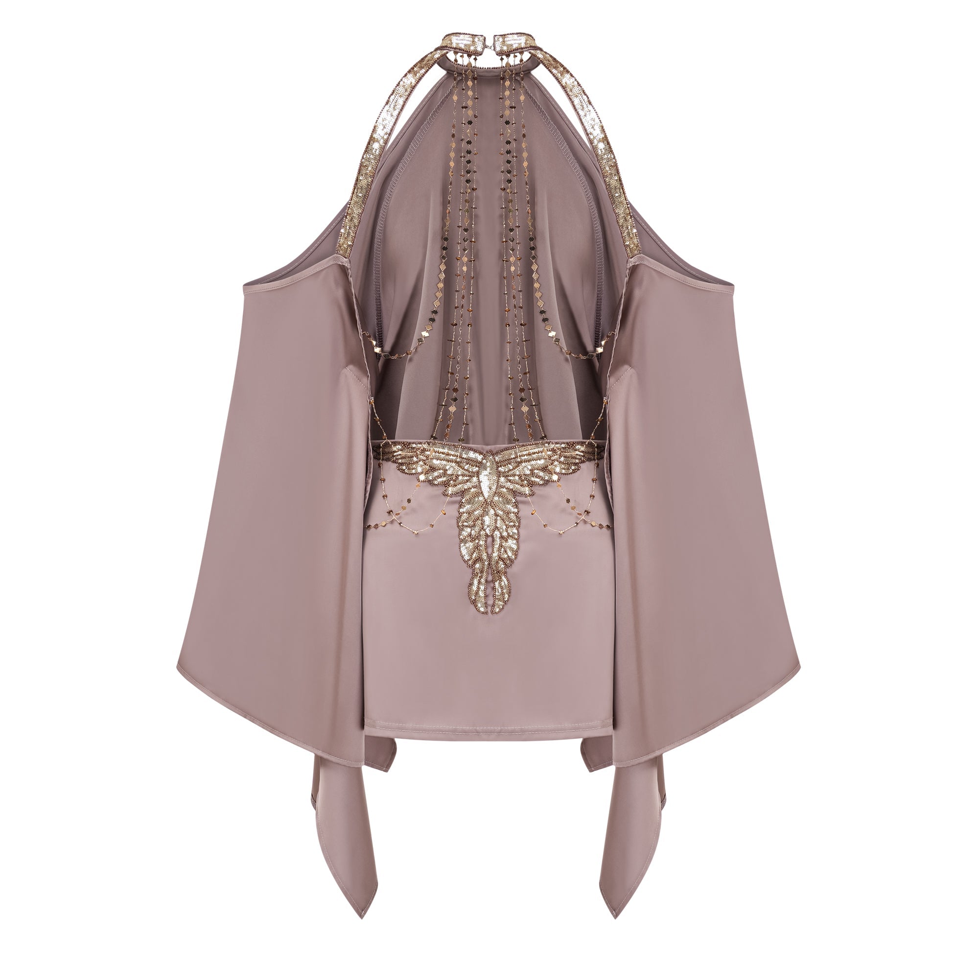 Jimena Brown Cold Shoulder Embellished Mini Dress (Final Sale-US Only)
