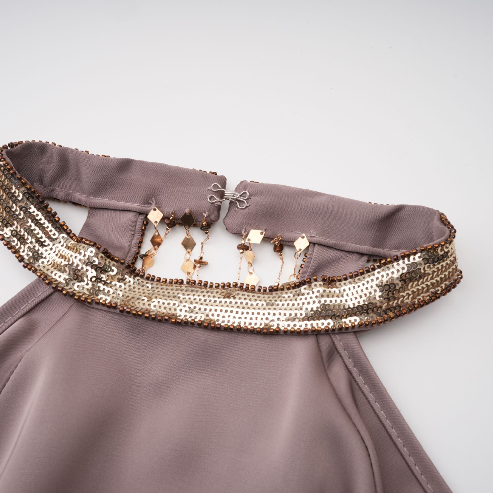 Jimena Brown Cold Shoulder Embellished Mini Dress (Final Sale-US Only)