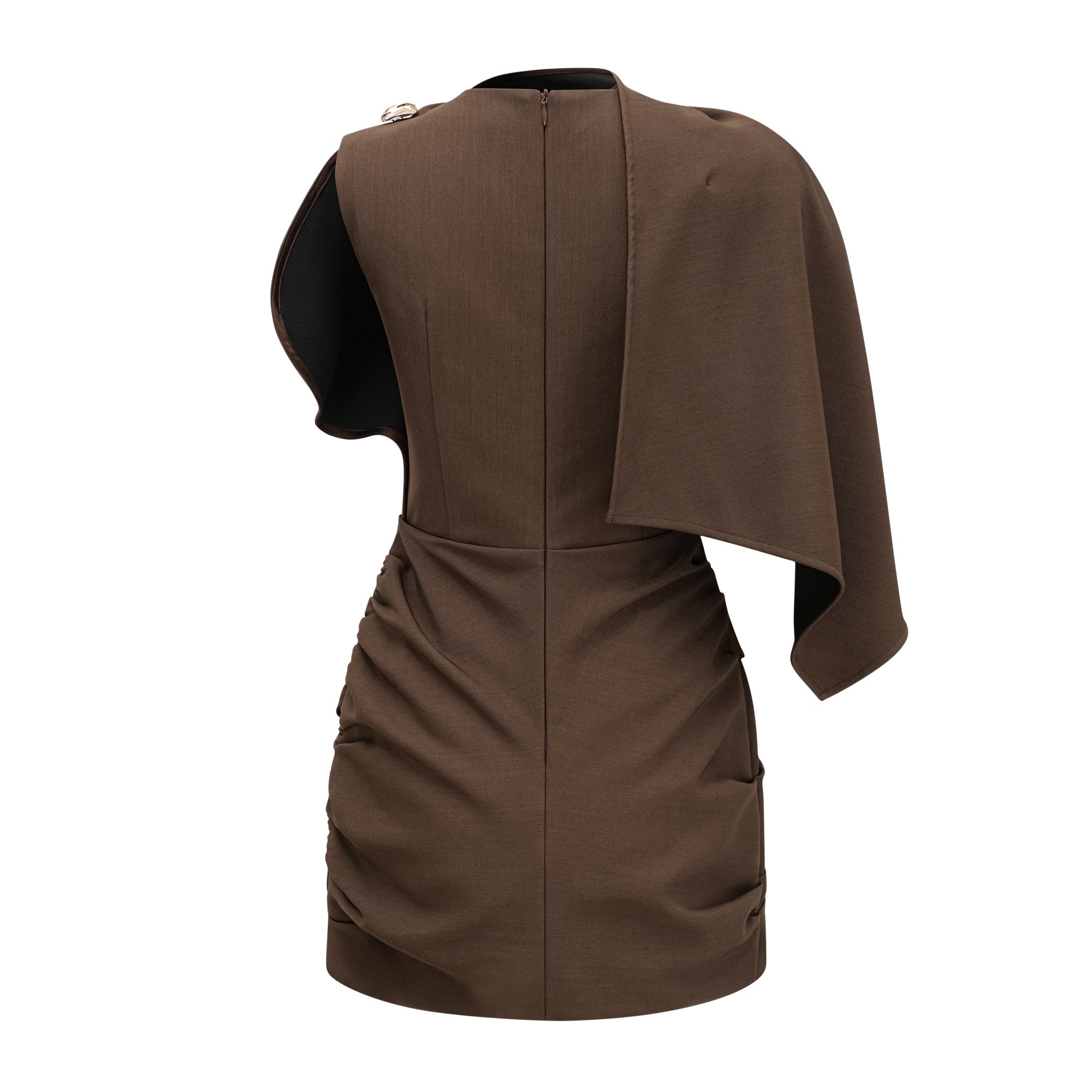 Francesca Brown Asymmetrical Gathered Mini Dress  (Final Sale)