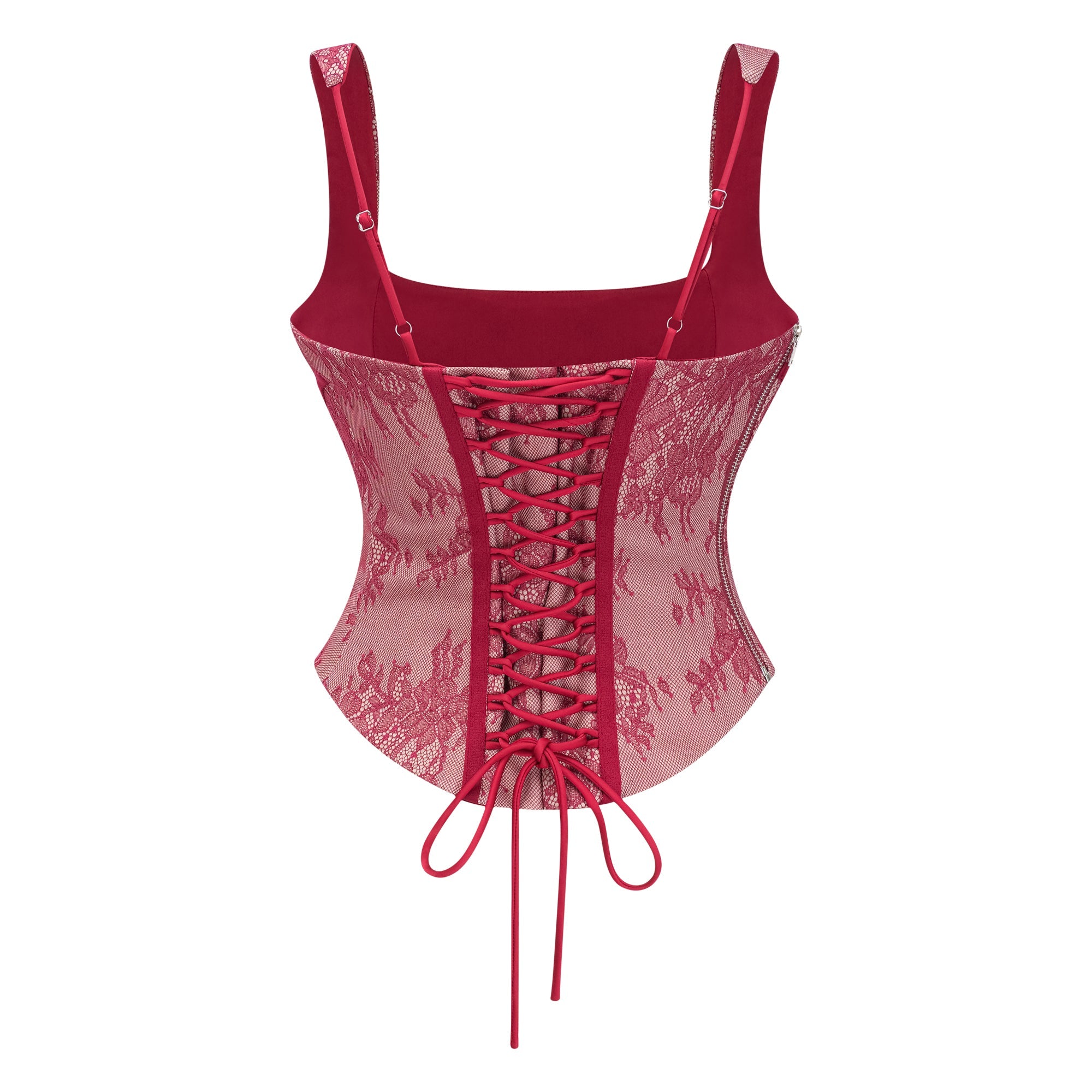 Olesya Red Lace Top & Ruched Skirt Set (Final Sale-US Only)