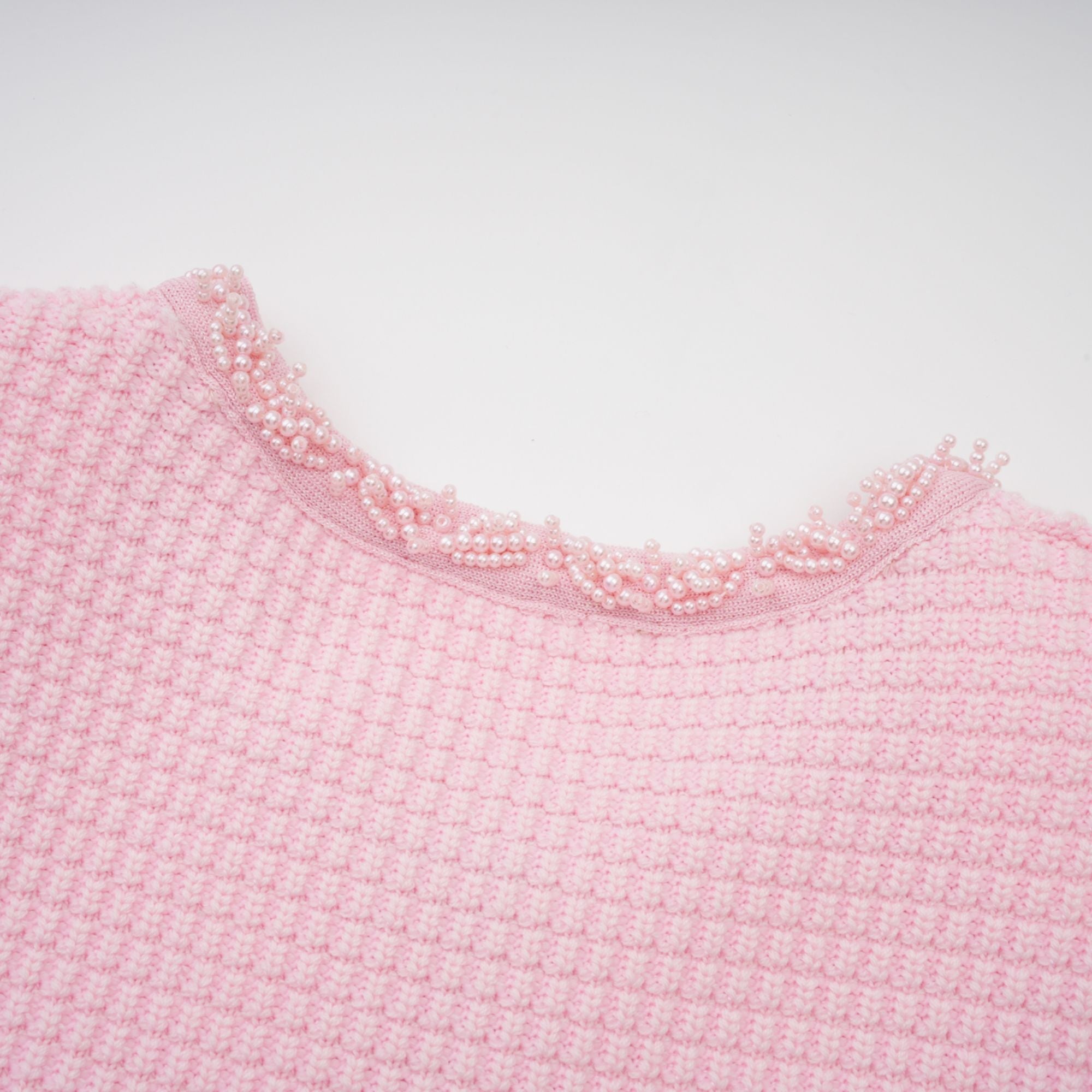 Eugénie Pink Beaded Knit Mini Dress
