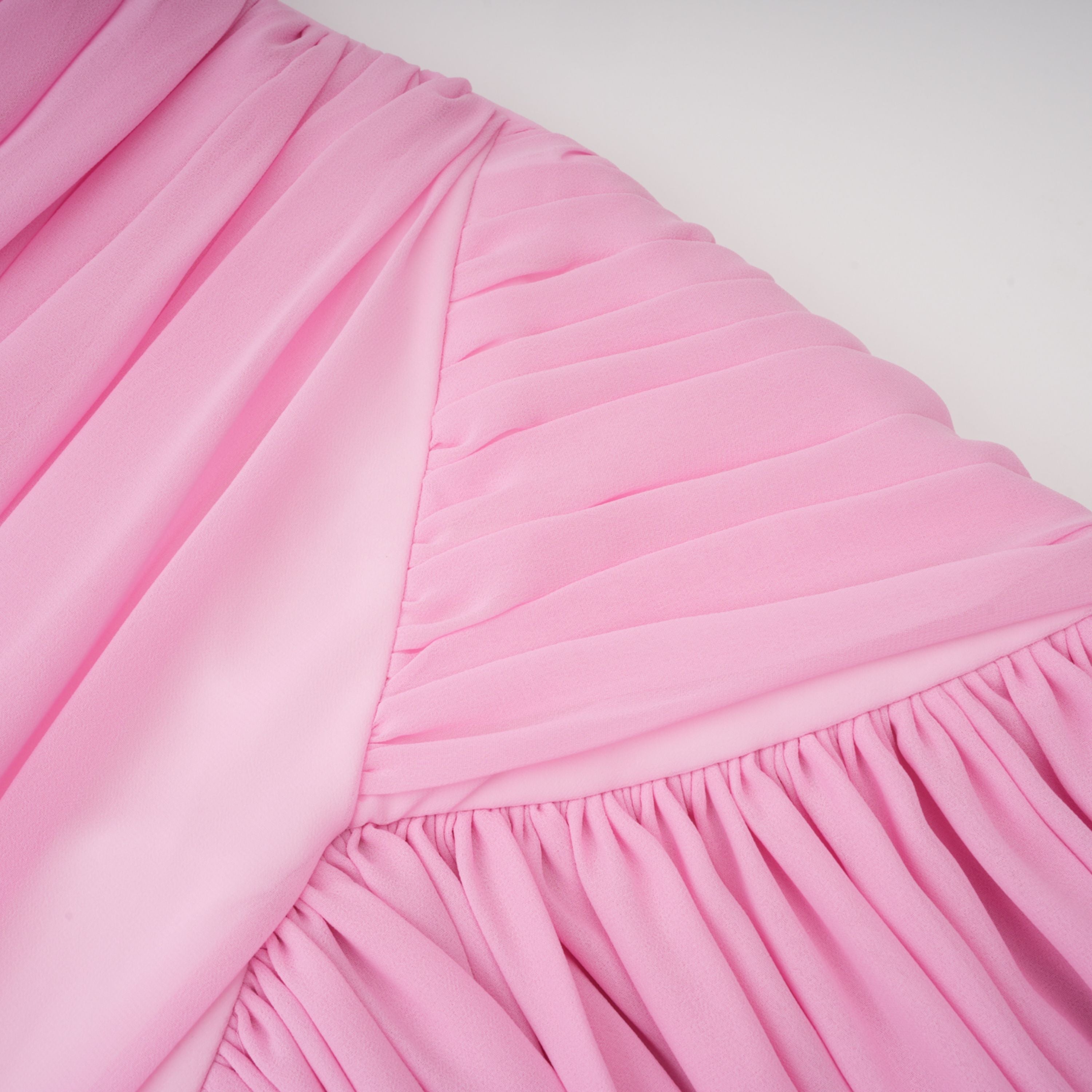 Laetitia Pink Pleated Train Ruched Maxi Dress (Final Sale)