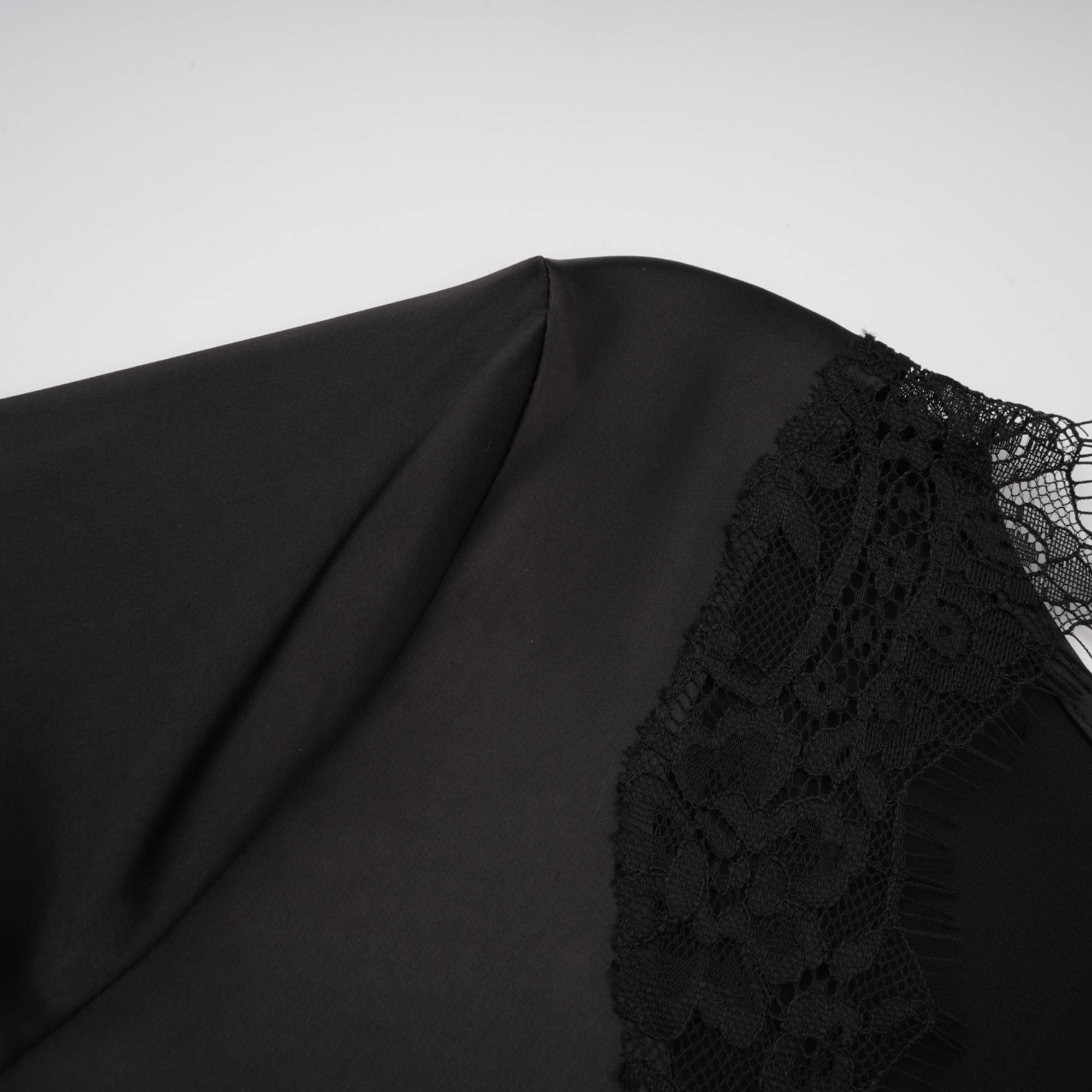 Raphaëlle Black Lace Panel Satin Maxi Dress