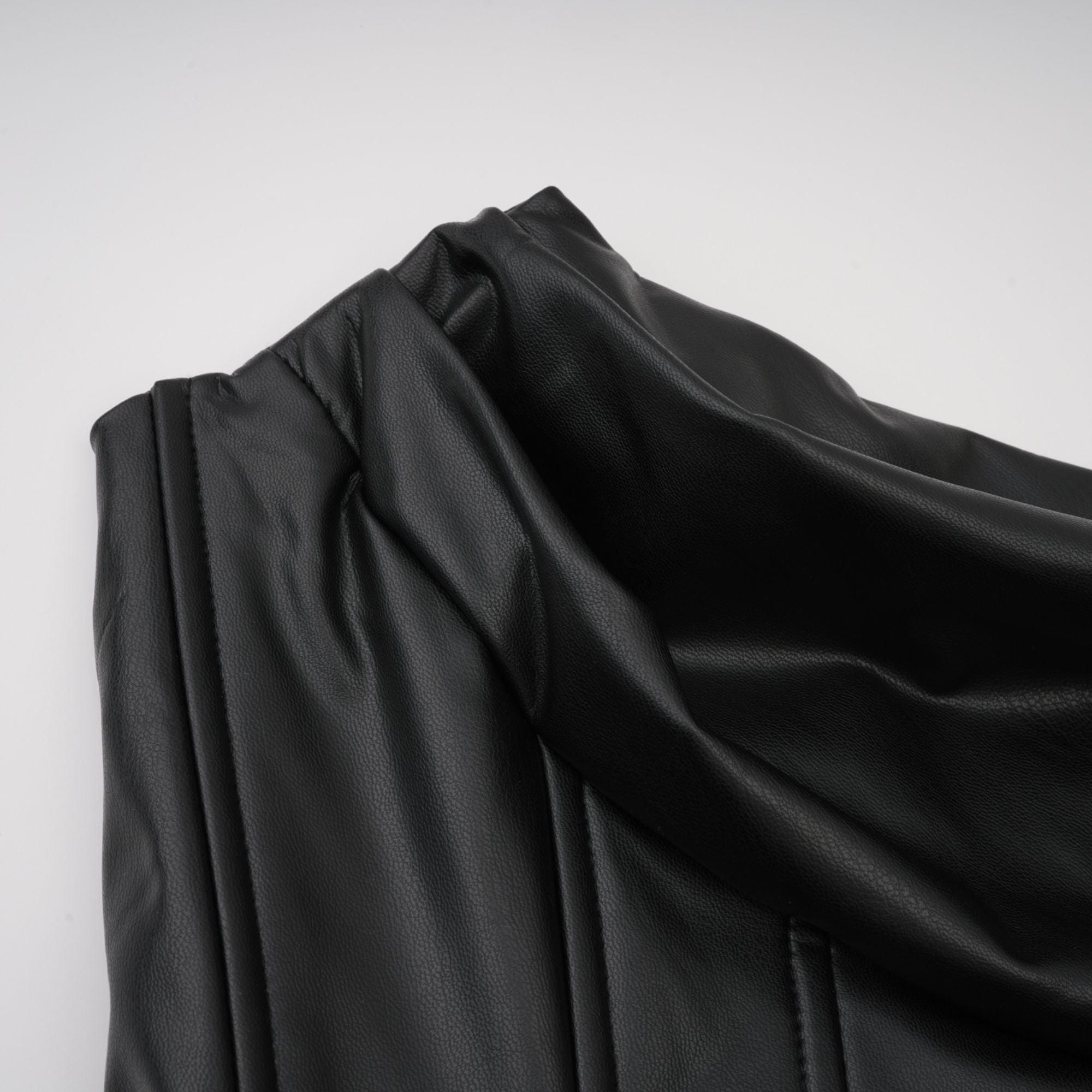 Agnes Black Ruched Leather Bodycon Mini Dress (Final Sale)