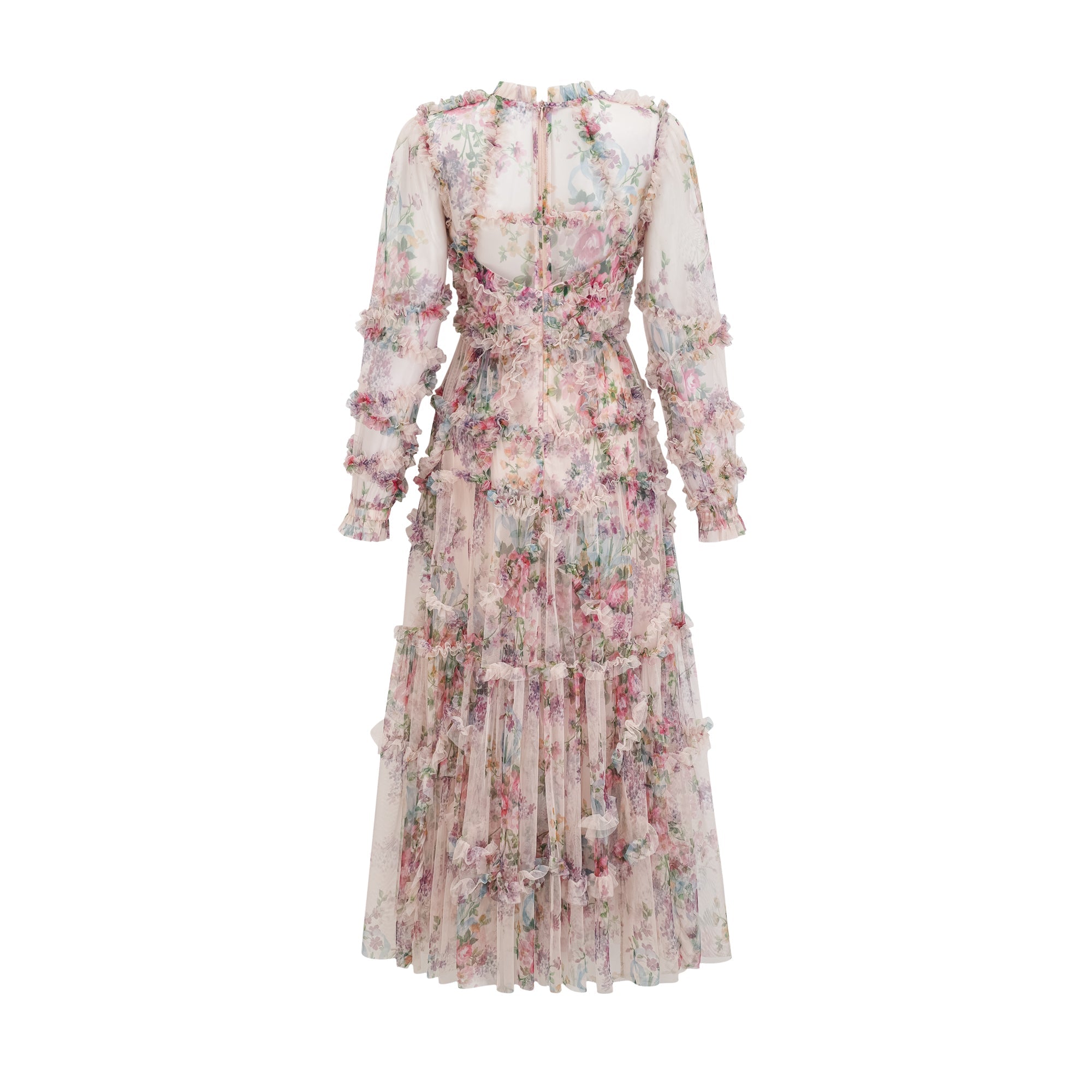 Candice floral ruffled tulle midi dress (Final Sale-US Only)