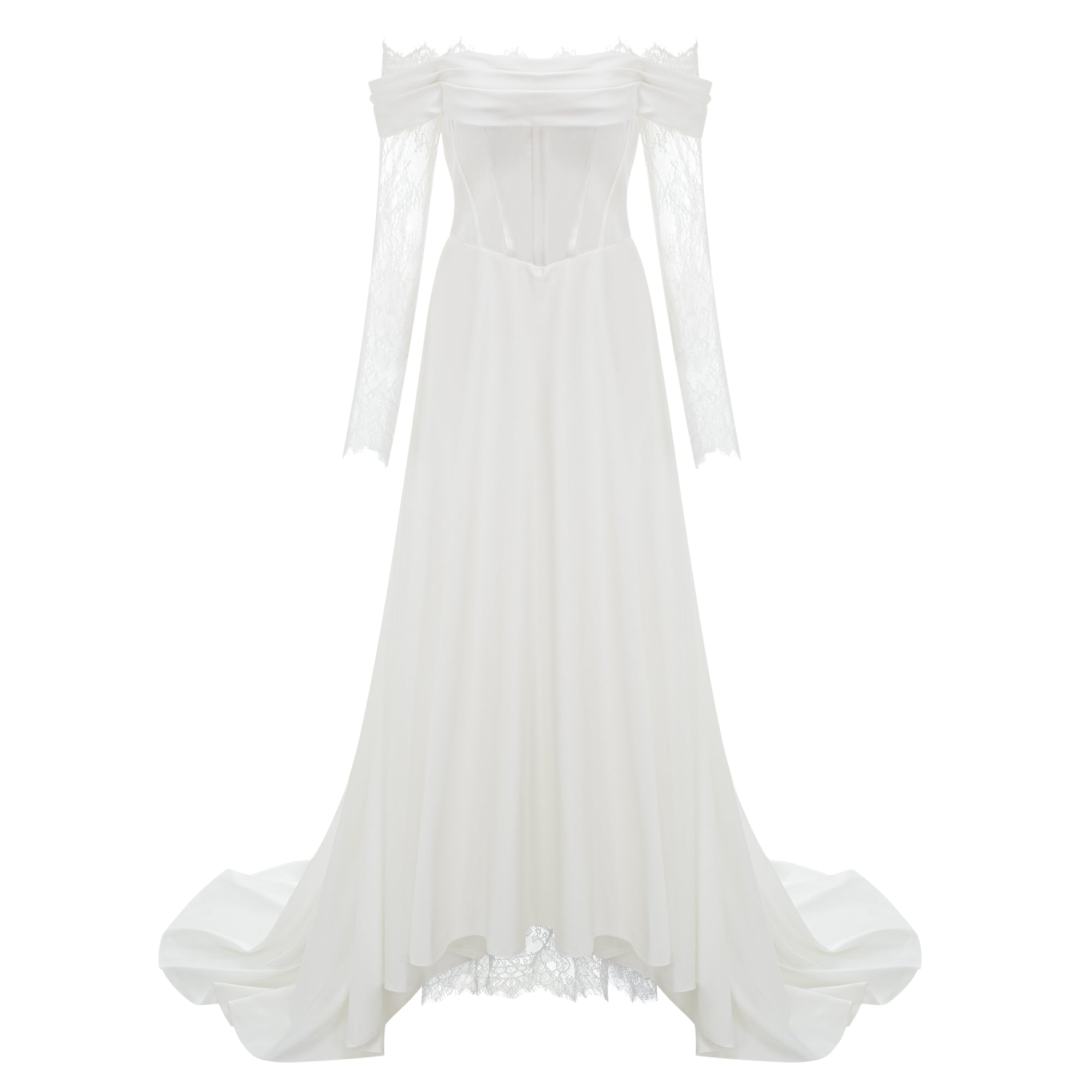 Víctor White Off-Shoulder Lace Panel Maxi Dress (Final Sale)