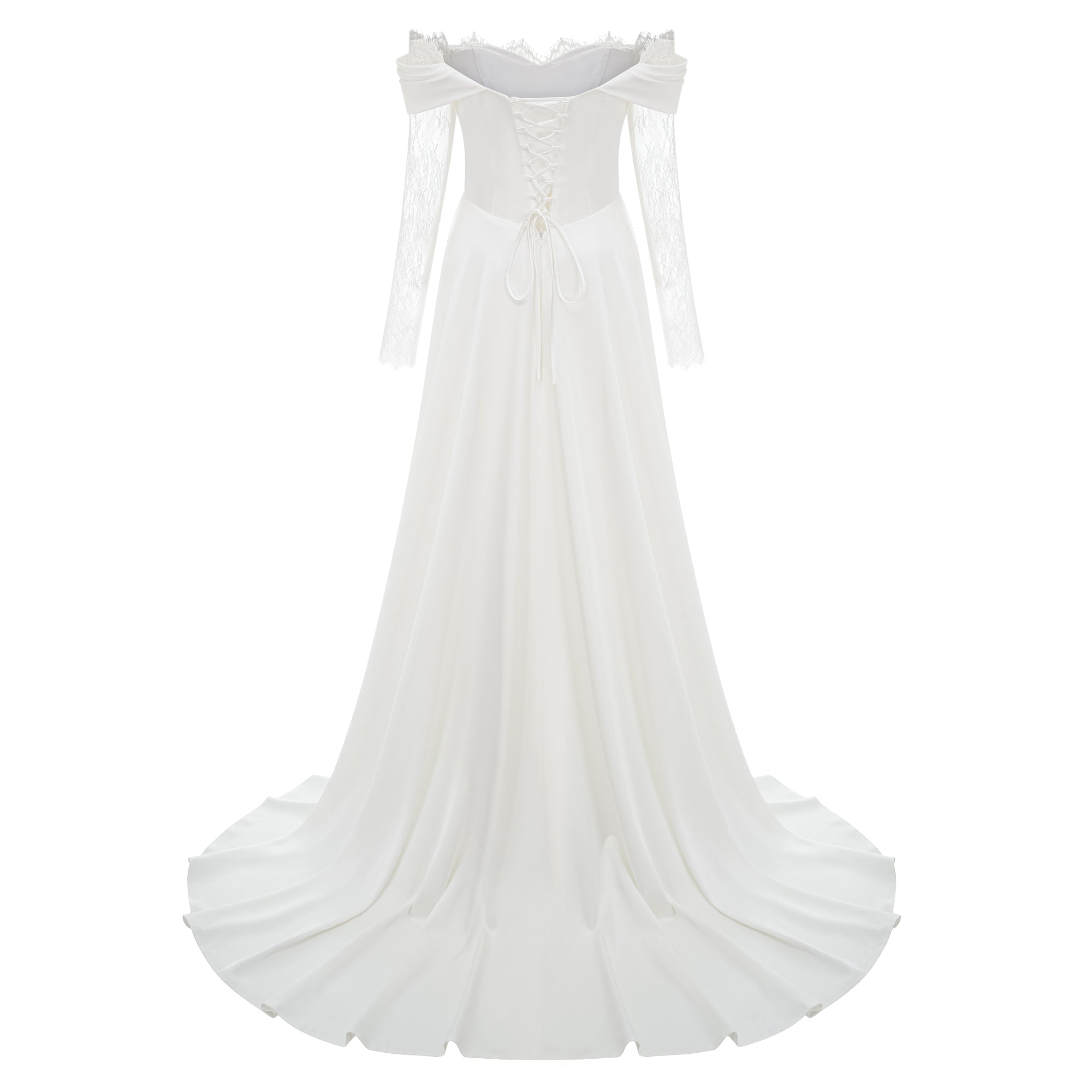 Víctor White Off-Shoulder Lace Panel Maxi Dress (Final Sale-US Only)