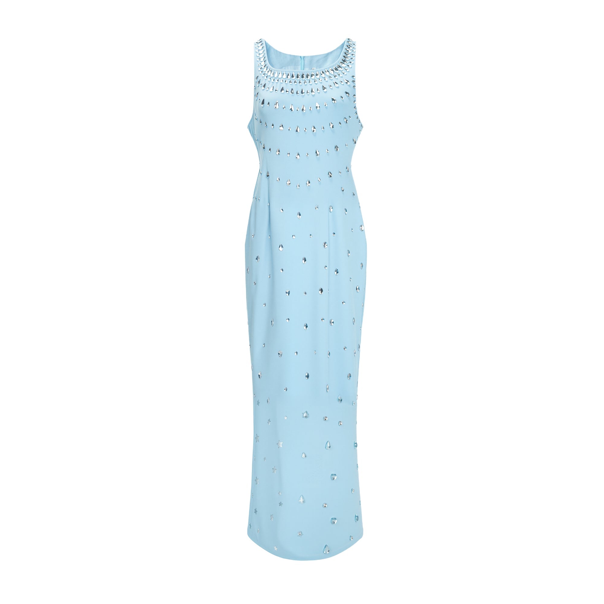 Meris Blue Crystal Embellished Maxi Gown (Final Sale-US Only)