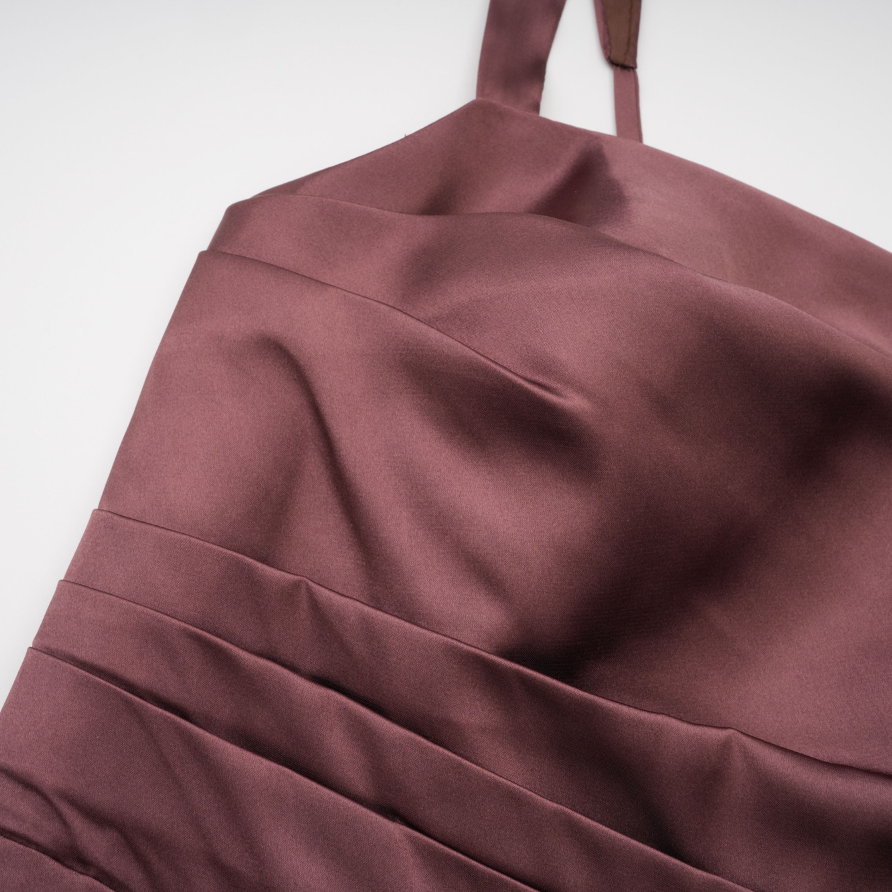 Inmaculada Brown Ruched Satin Maxi Dress (Without Gloves) (Final Sale-US Only)