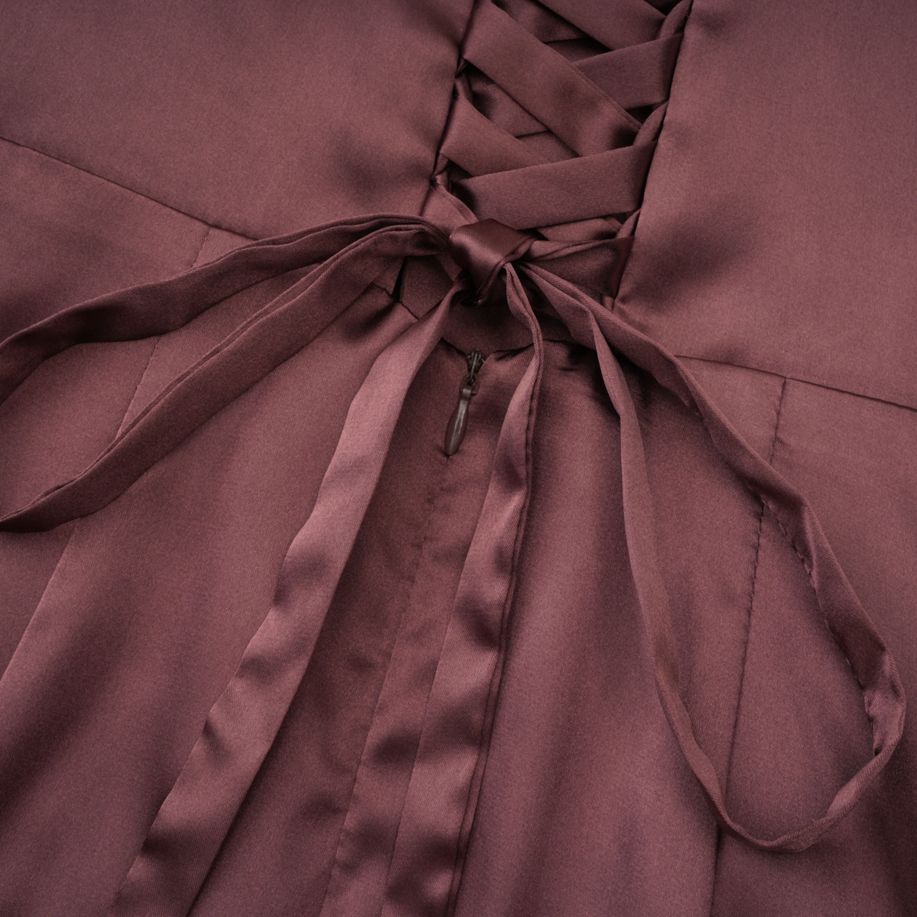 Inmaculada Brown Ruched Satin Maxi Dress (Without Gloves) (Final Sale-US Only)