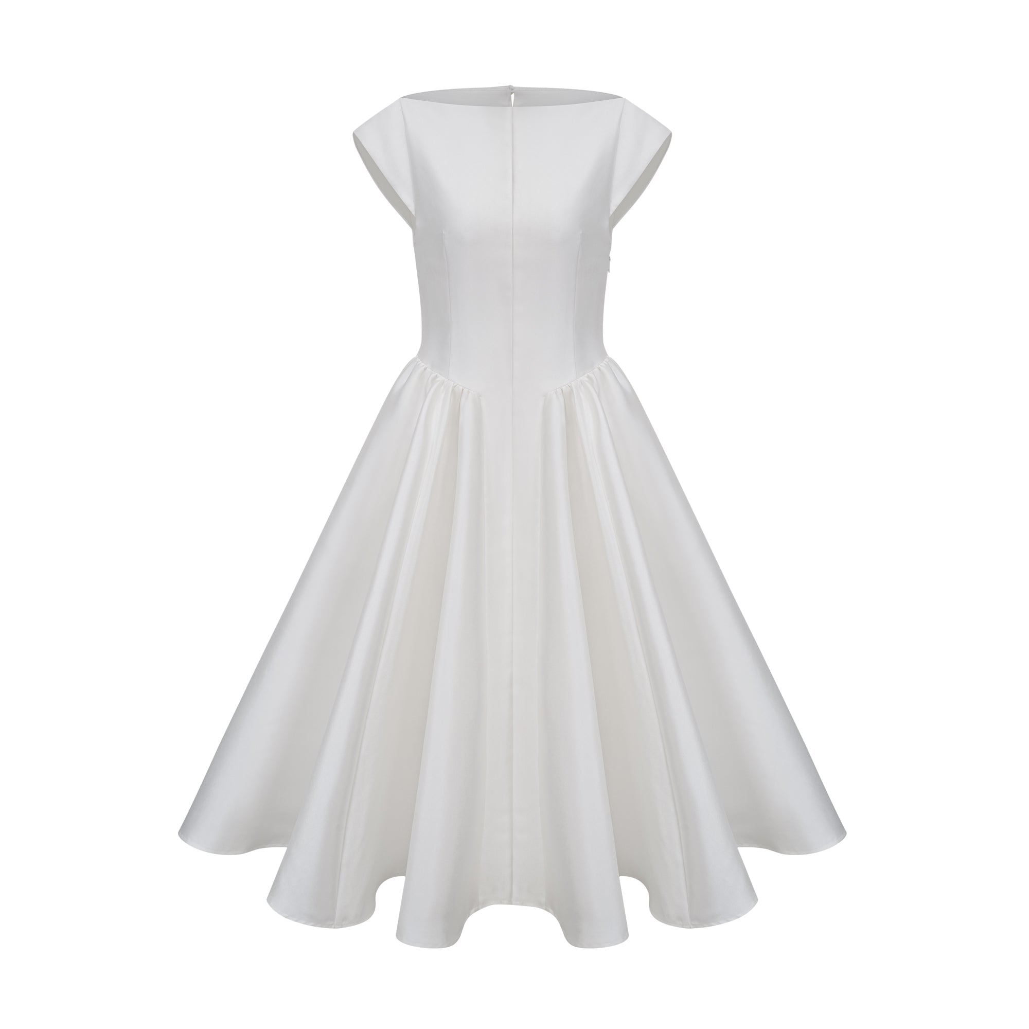 Amandine white open-back cap-sleeve midi dress (Final Sale)