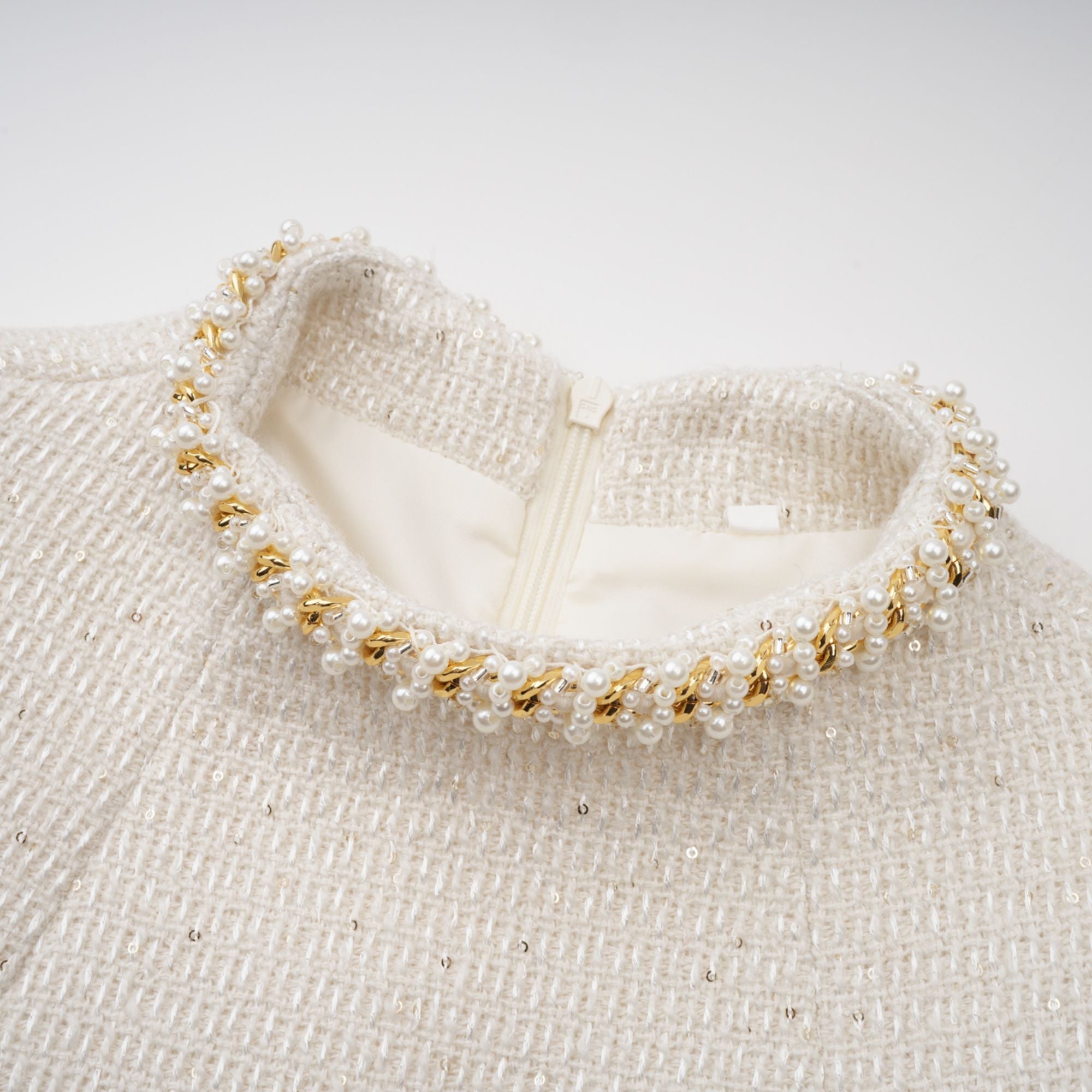 Jeanne white embellished tweed mini dress (Final Sale)