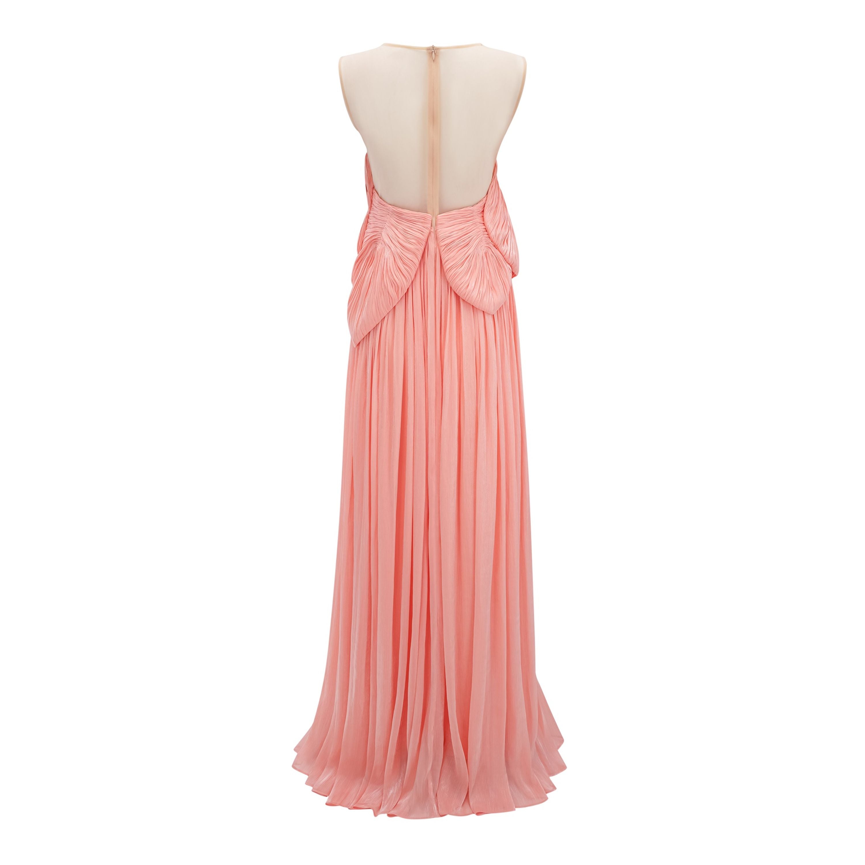 Dalila Pink Backless Asymmetrical Ruched Maxi Dress