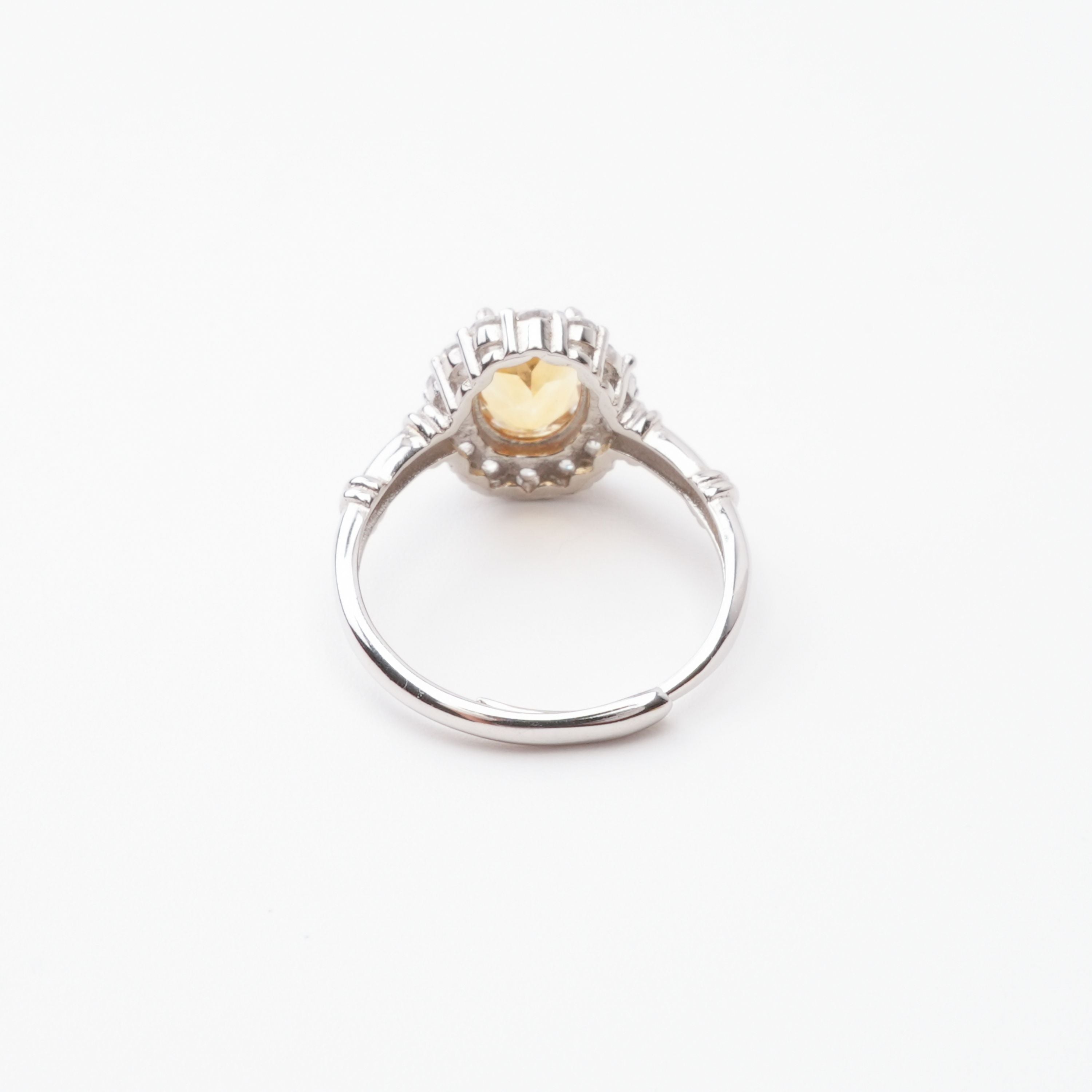 Daniela Yellow Citrine Oval Cut Halo Crystal Sterling Silver Ring