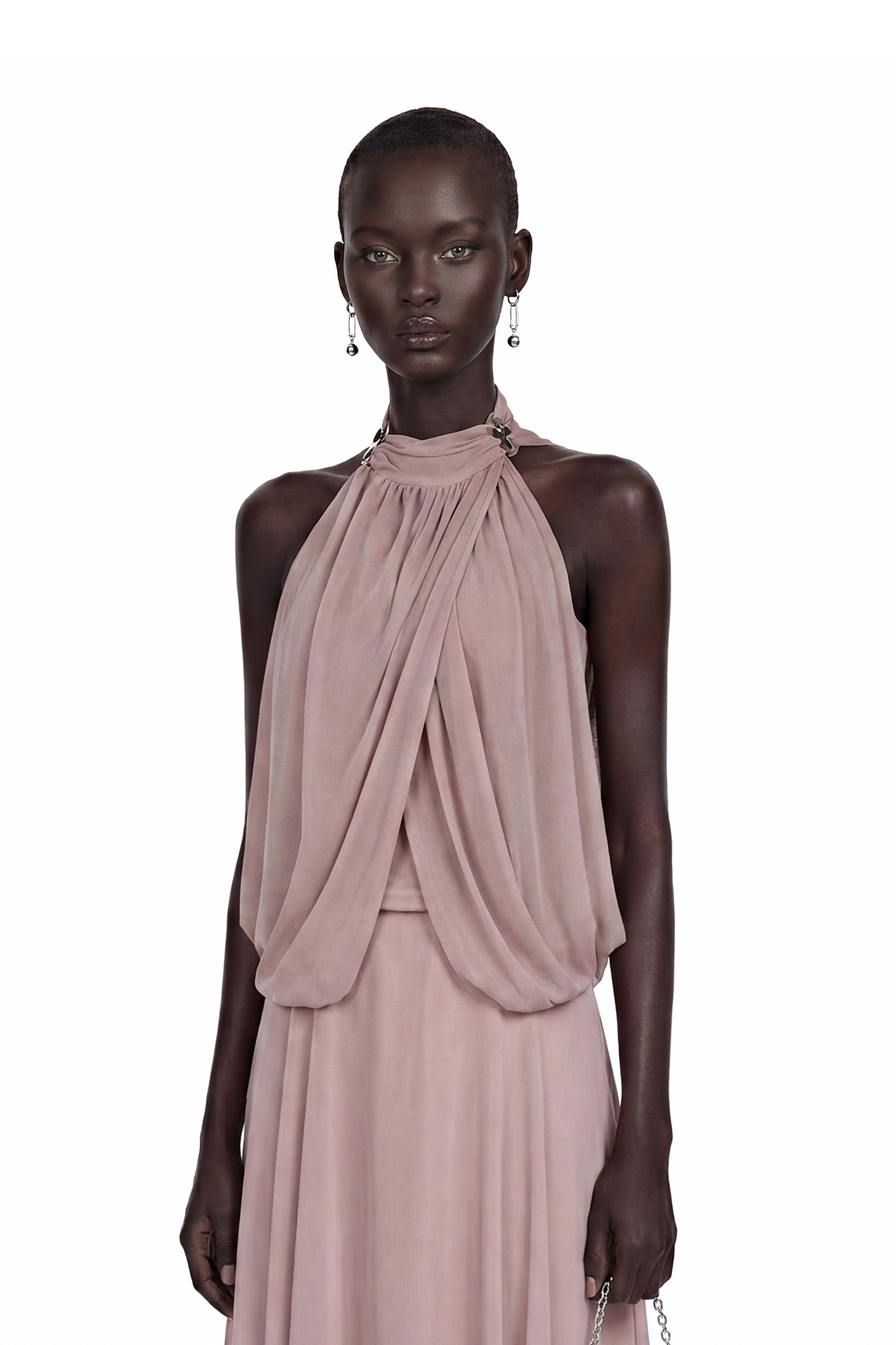 Edith Dusty Pink Halterneck Draped Top