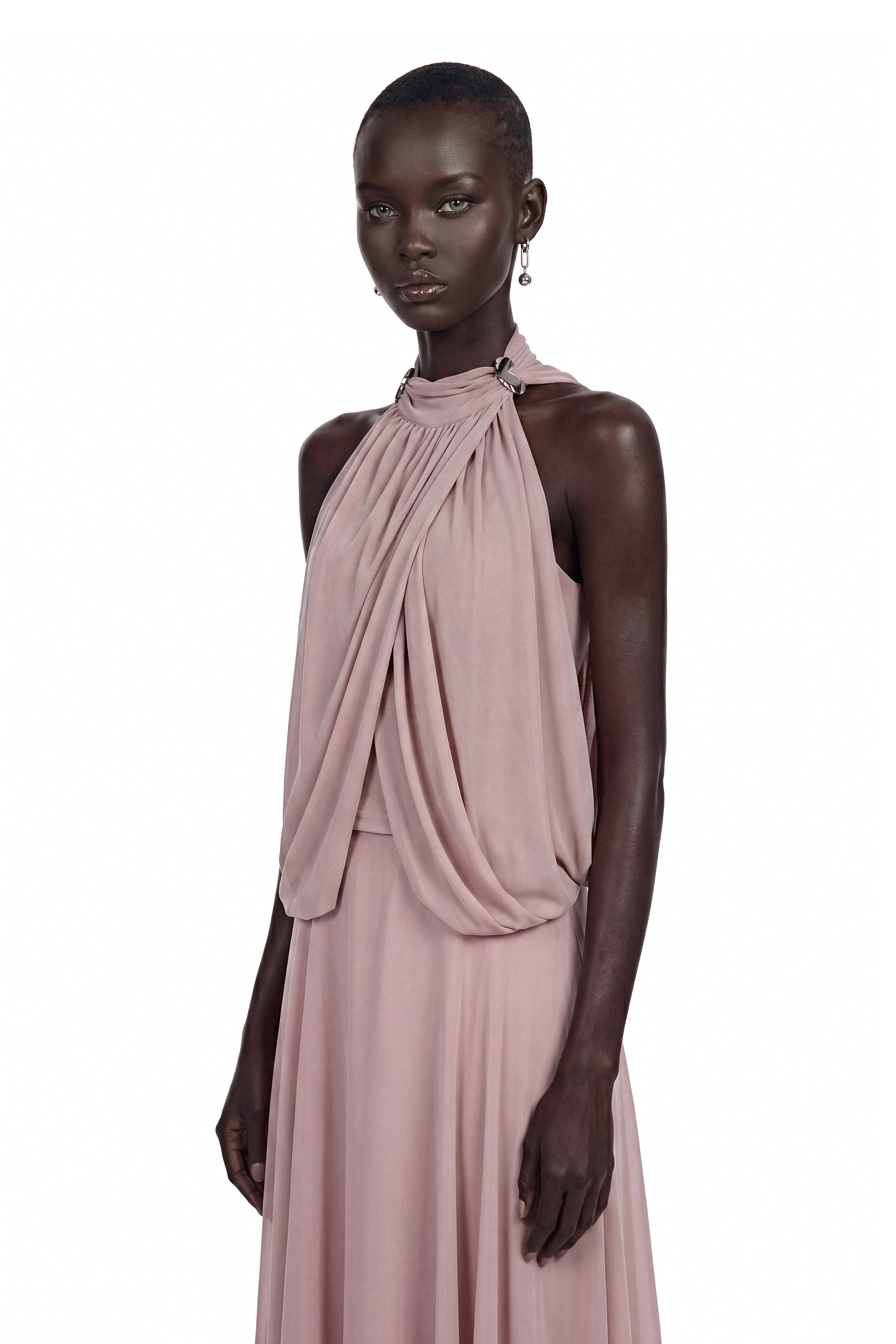 Edith Dusty Pink Halterneck Draped Top