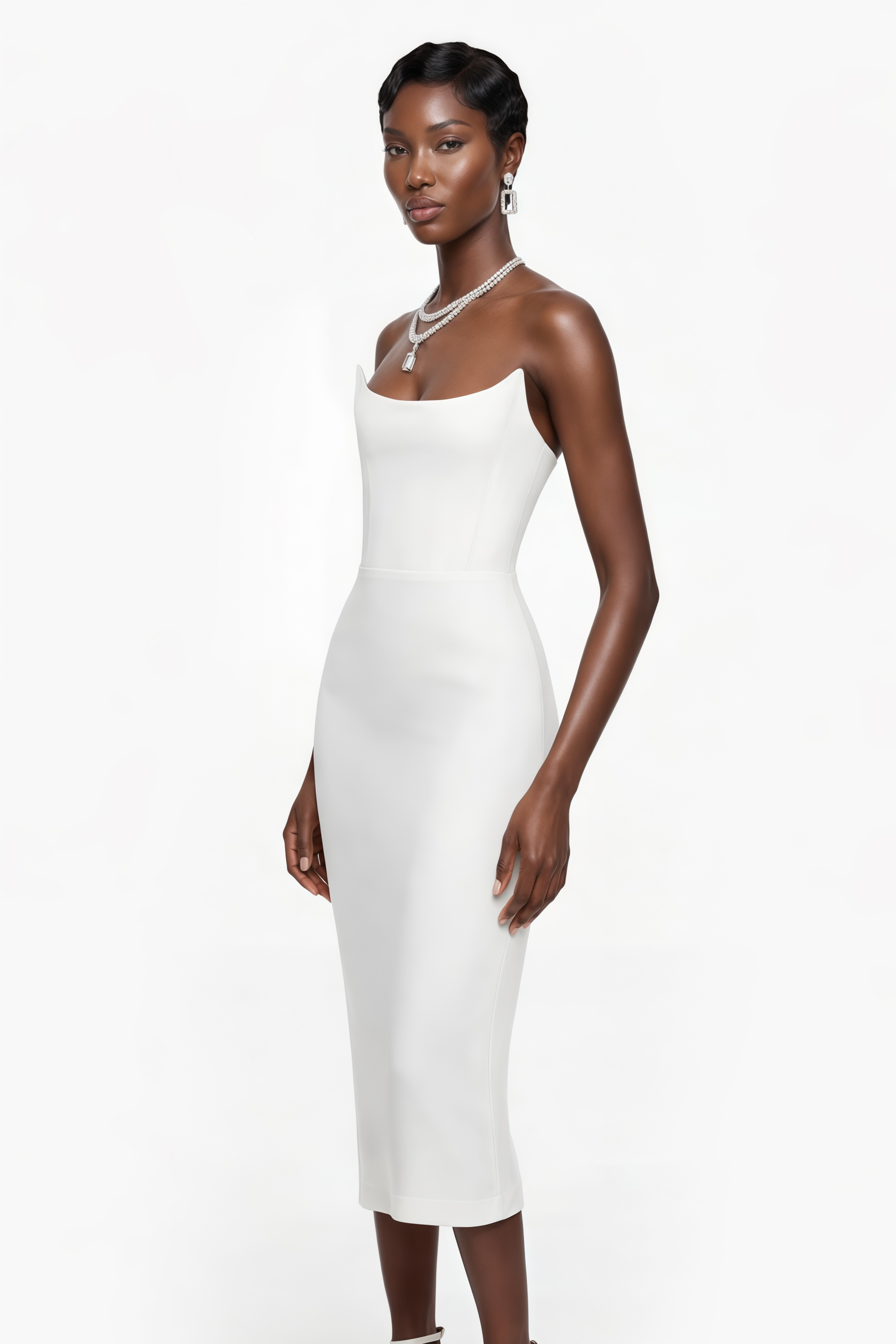 Escolástica White Off Shoulder Midi Dress (Final Sale-US Only)