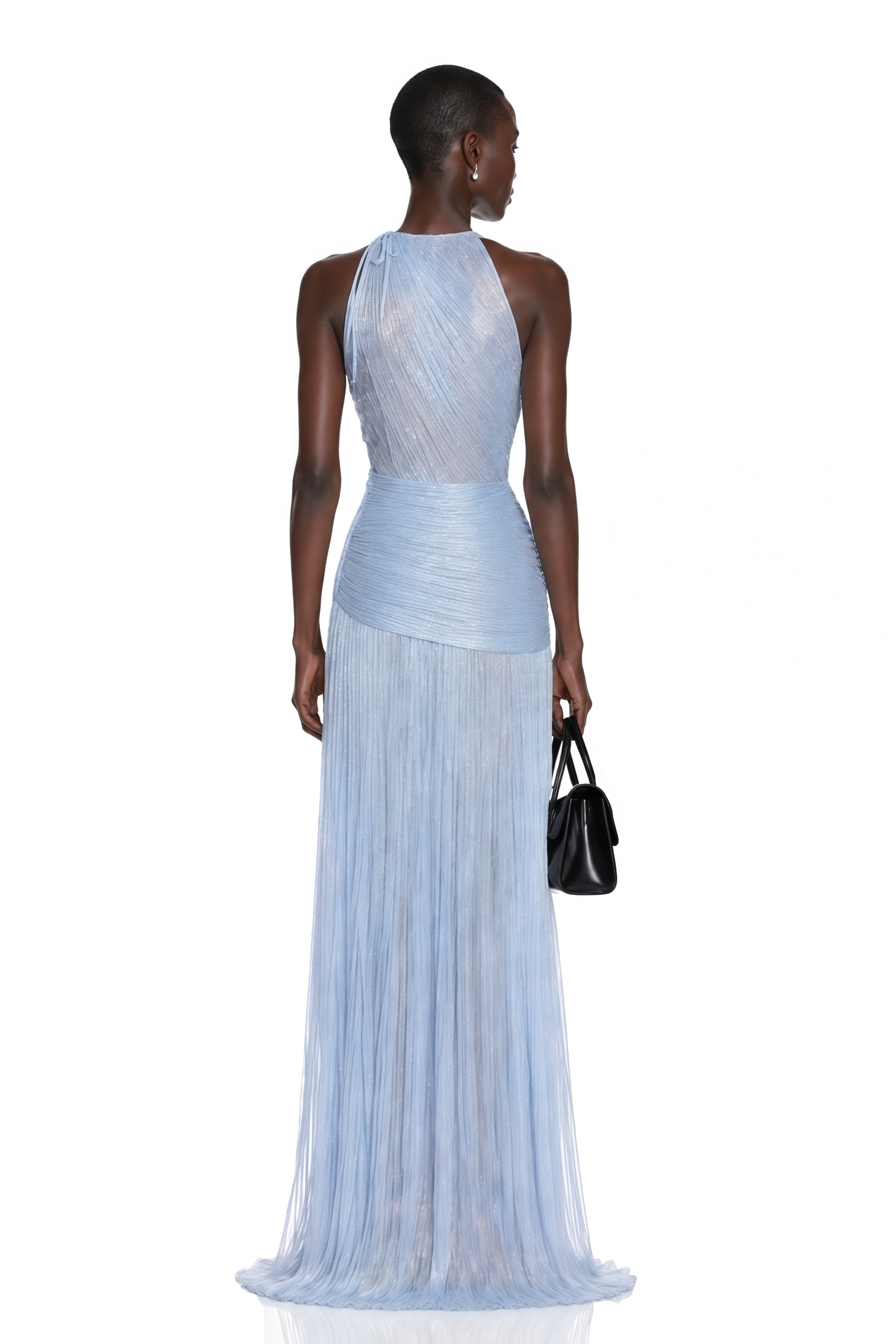 Francesca Silver Fringe Maxi Dress with Bow