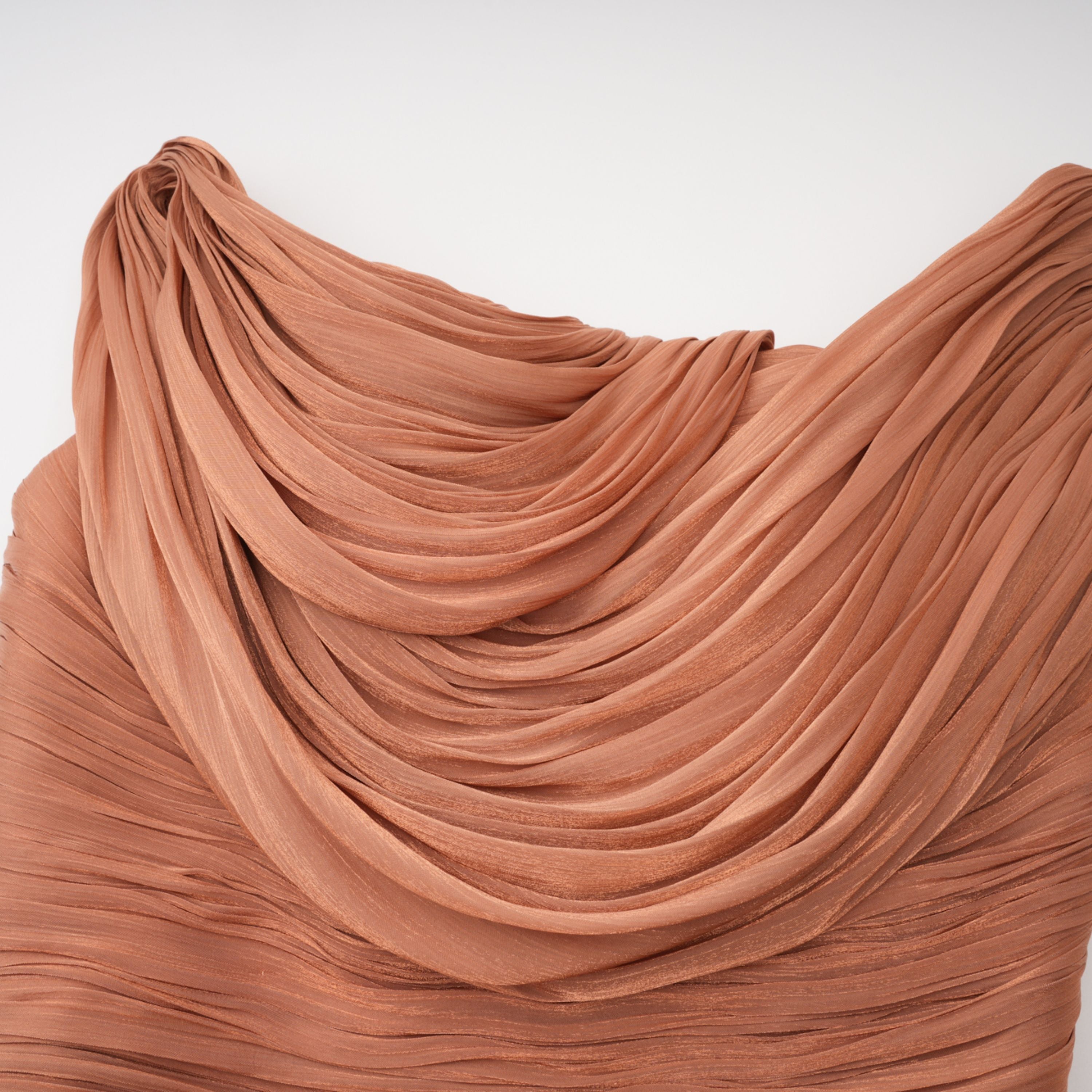 Gelsomina Gold Asymmetrical Glossy Gathered Maxi Dress (Final Sale-US Only)