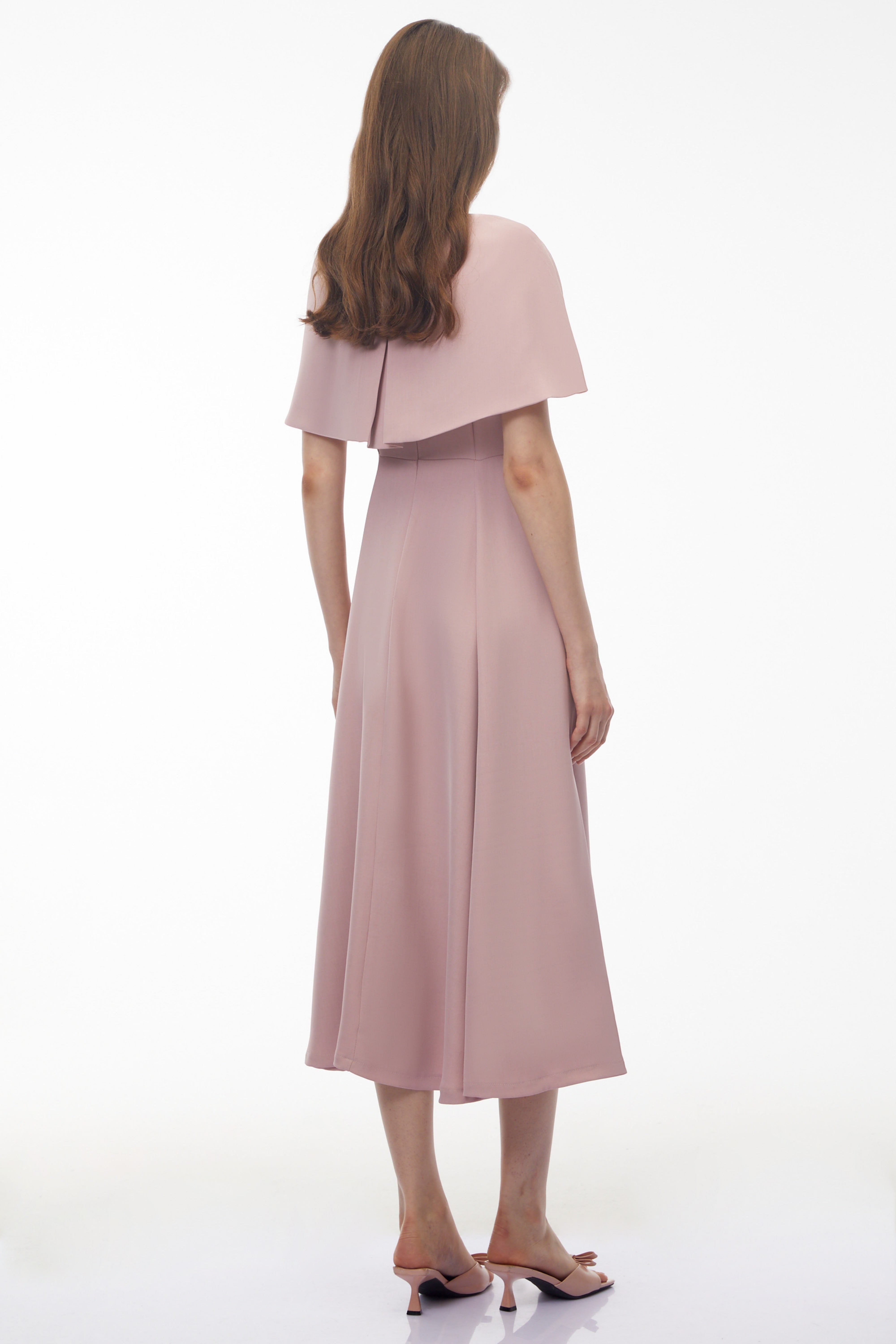 Giuliana Pink Solid Cape ＆ Midi Dress Set (Final Sale-US Only)