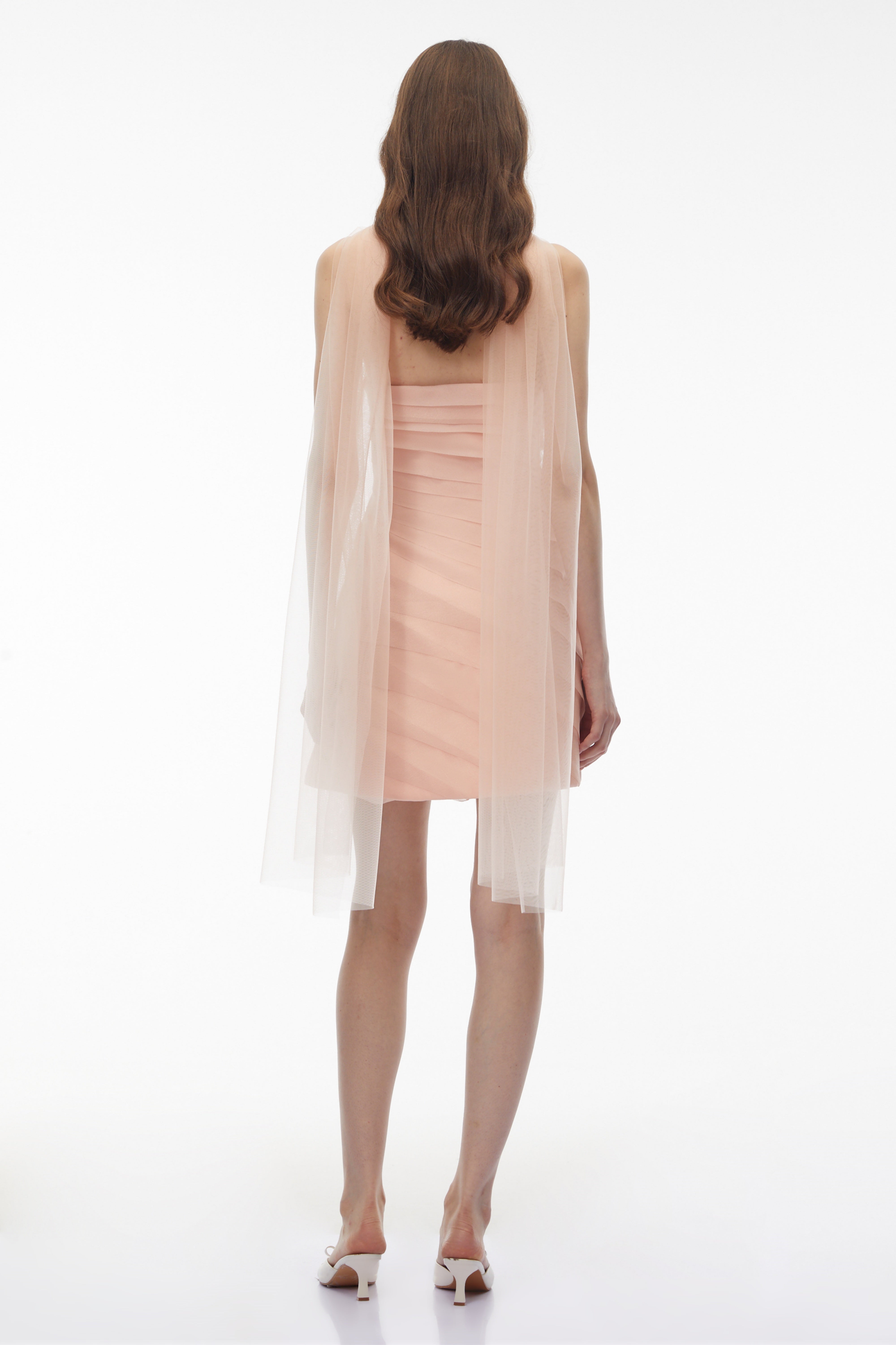 Gorgo Pink Sheer Mesh Pleated Mini Dress (Final Sale-US Only)