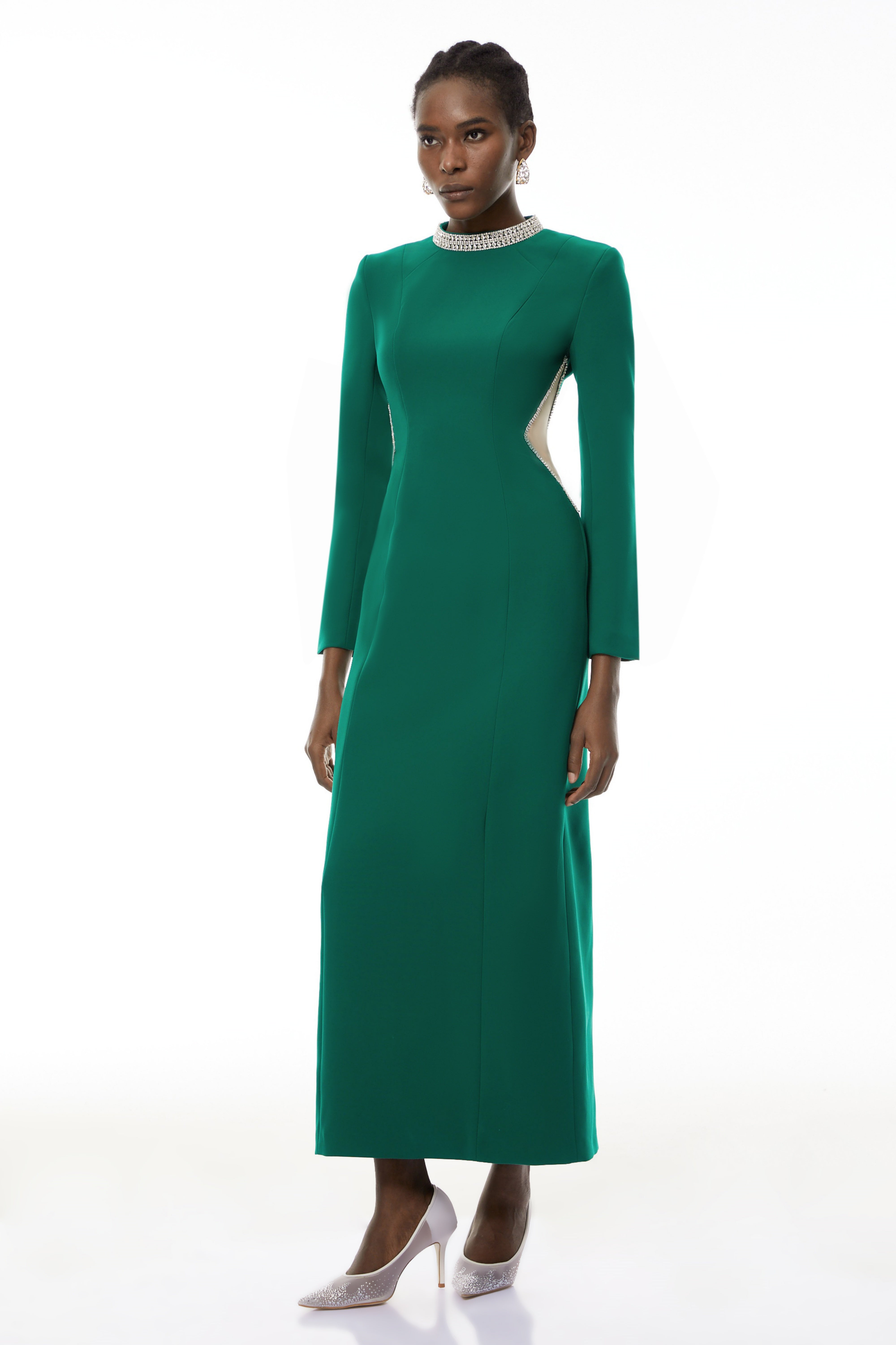 Hadley Green Cut-Out Crystal Maxi Dress (Final Sale)