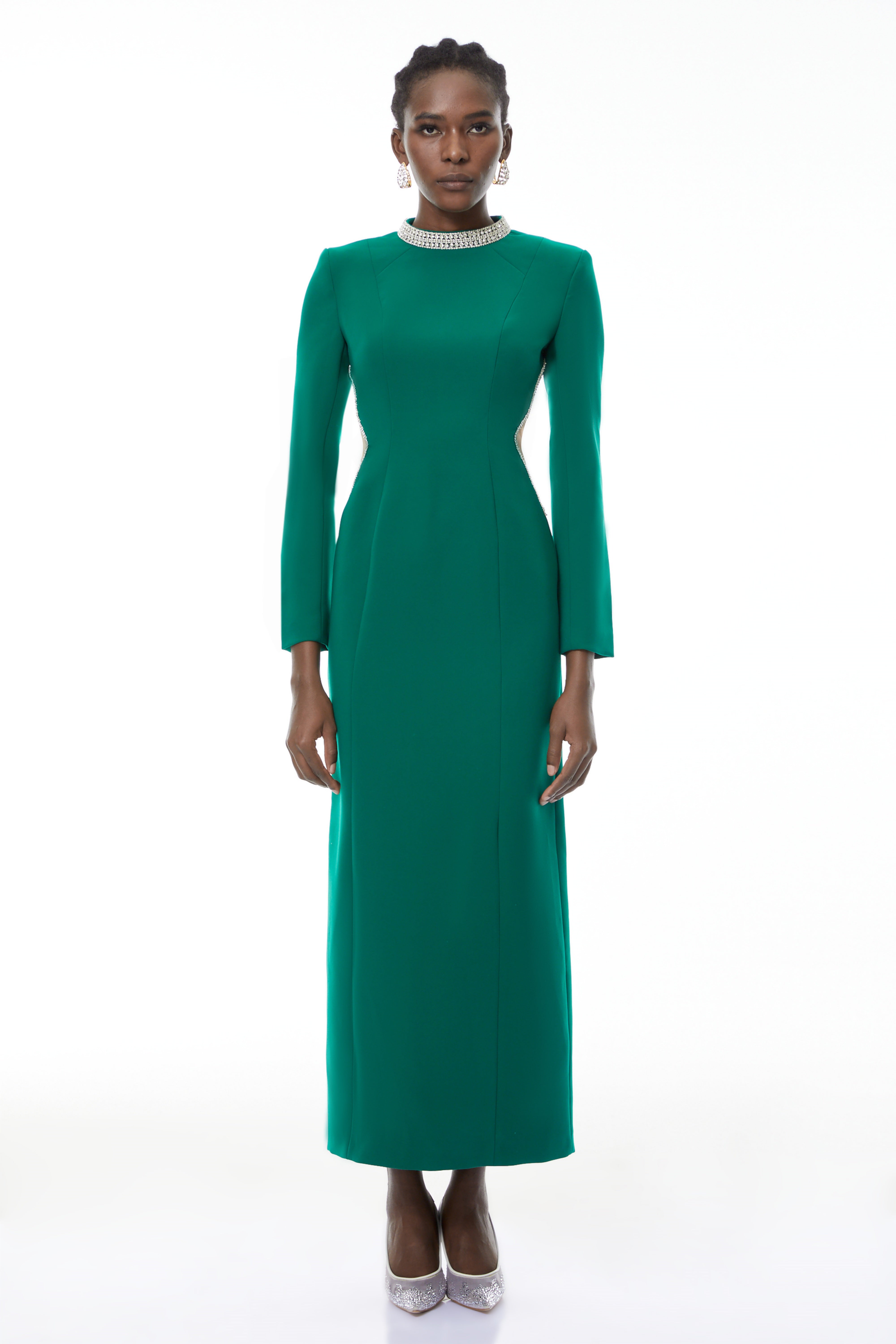 Hadley Green Cut-Out Crystal Maxi Dress (Final Sale)