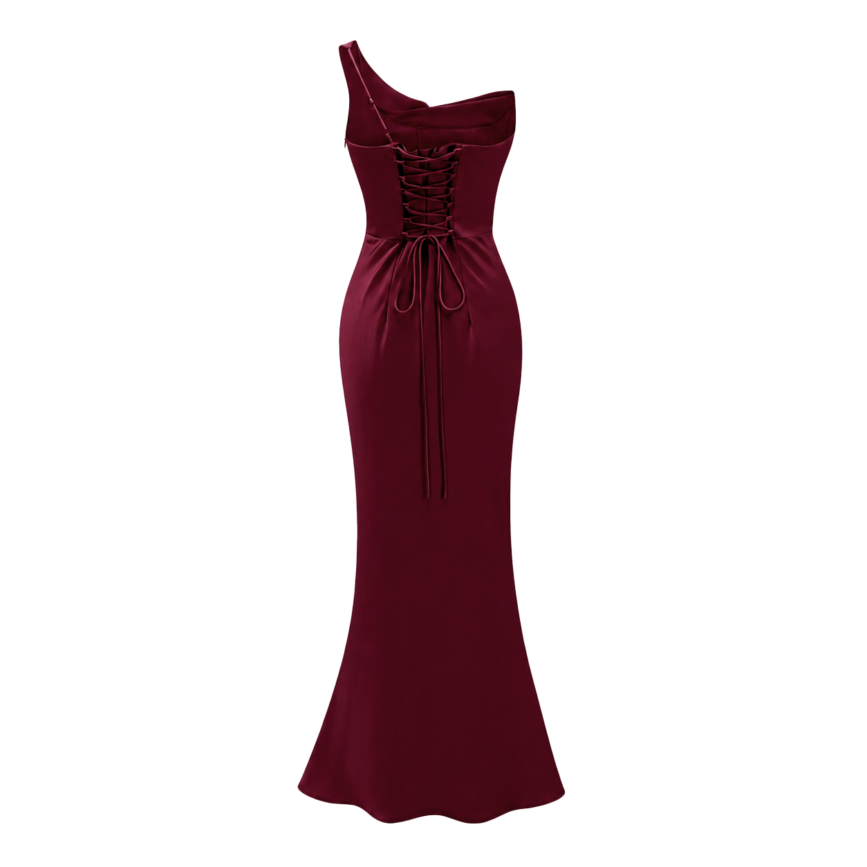 Hannah Burgundy One Shoulder Satin Maxi Dress (Final Sale-US Only)
