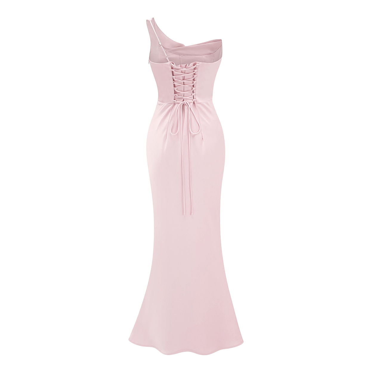 Hannah Pink One Shoulder Satin Maxi Dress (Final Sale-US Only)