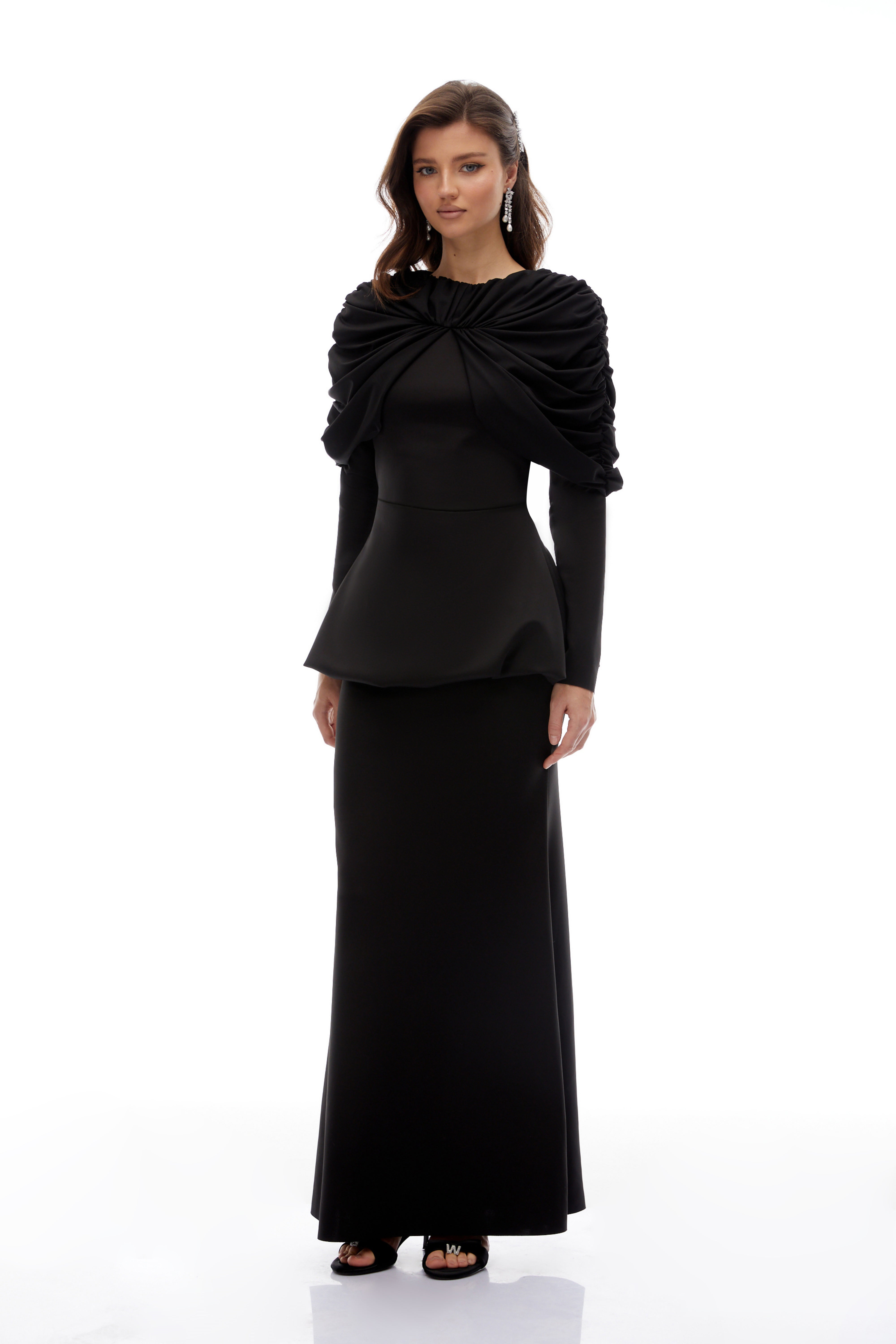 Hedda Black Pleated Dress Set