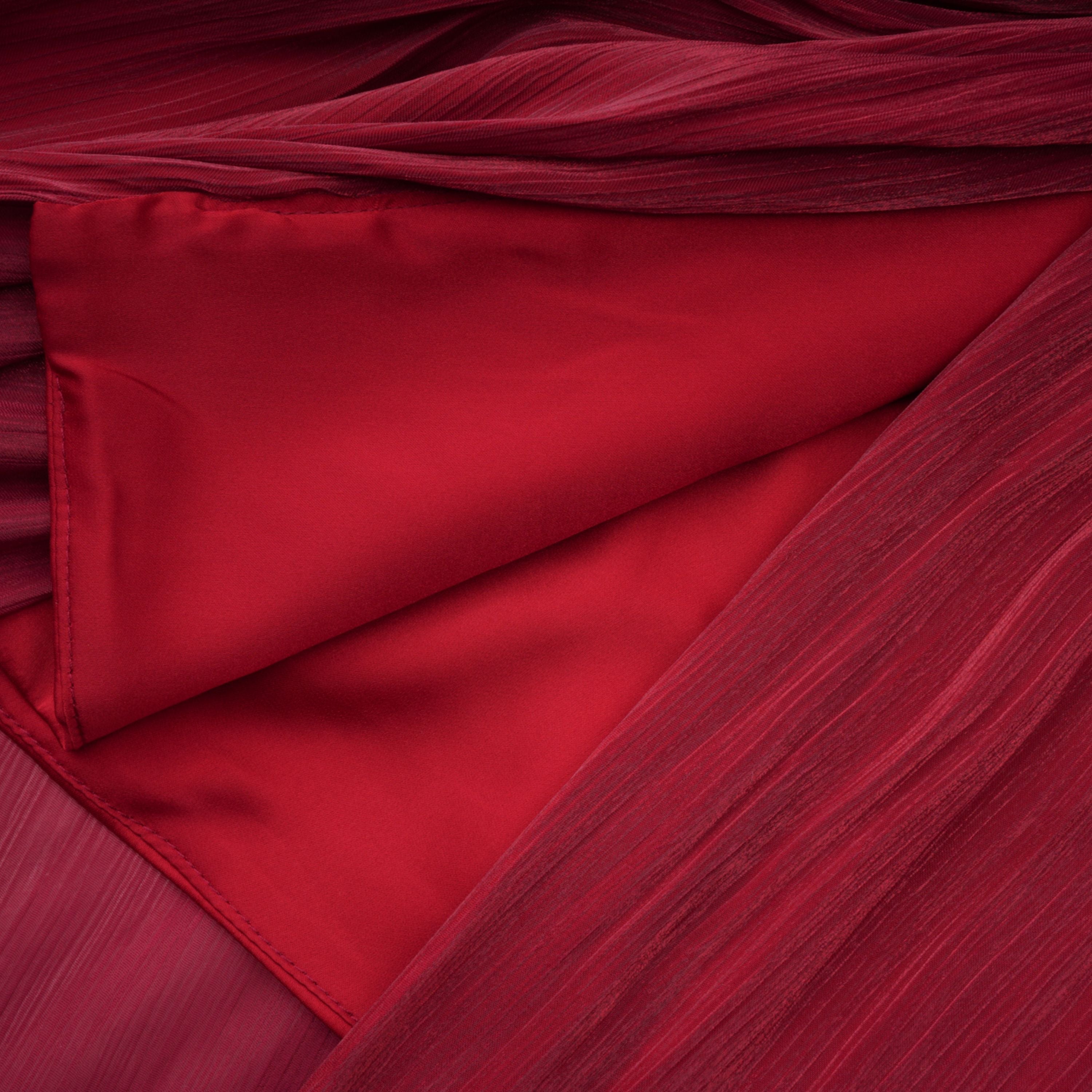 Hazel Burgundy Asymmetrical Draped Maxi Dress (Final Sale-US Only)