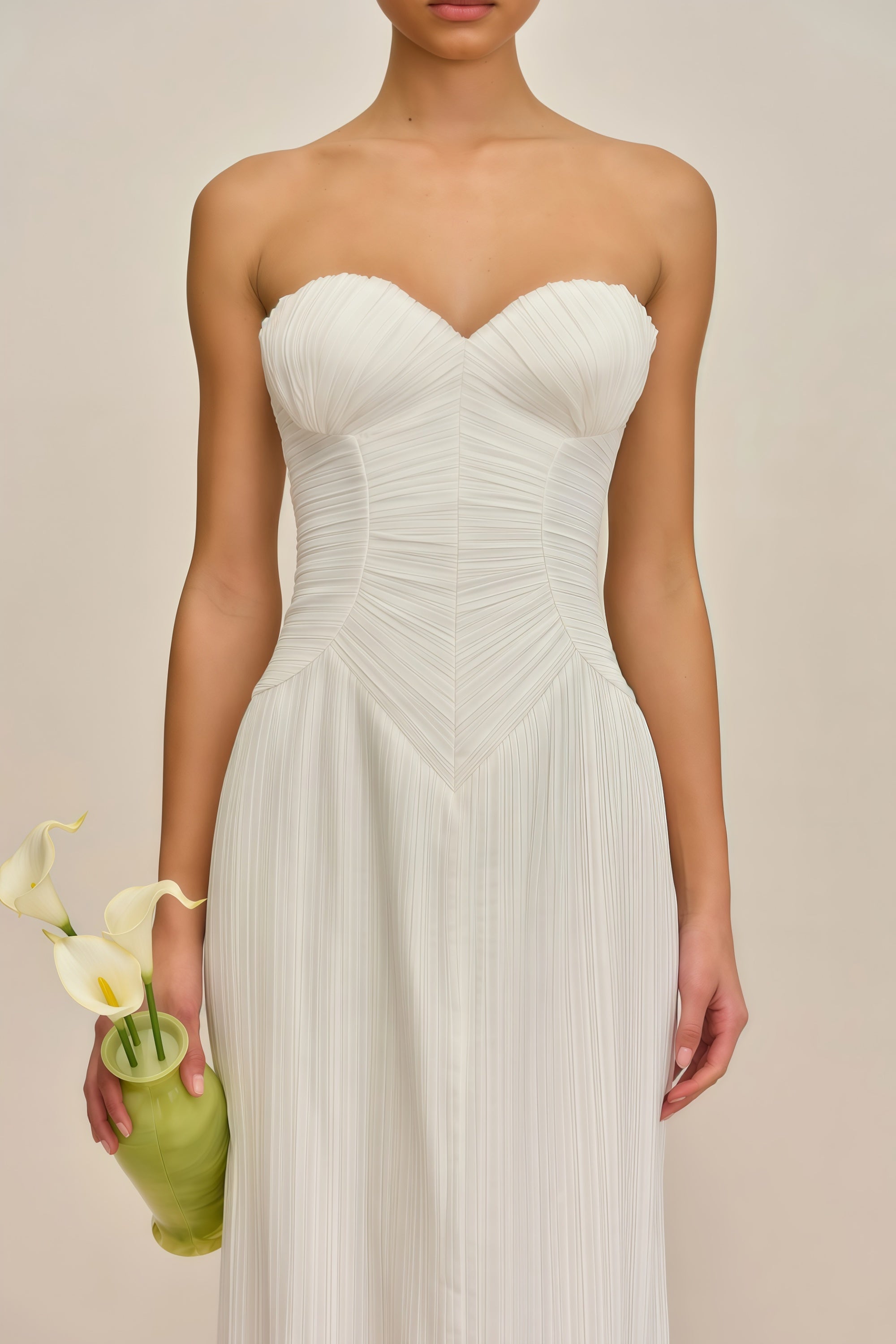 Ilinca White Off-Shoulder Ruched Maxi Dress (Final Sale)