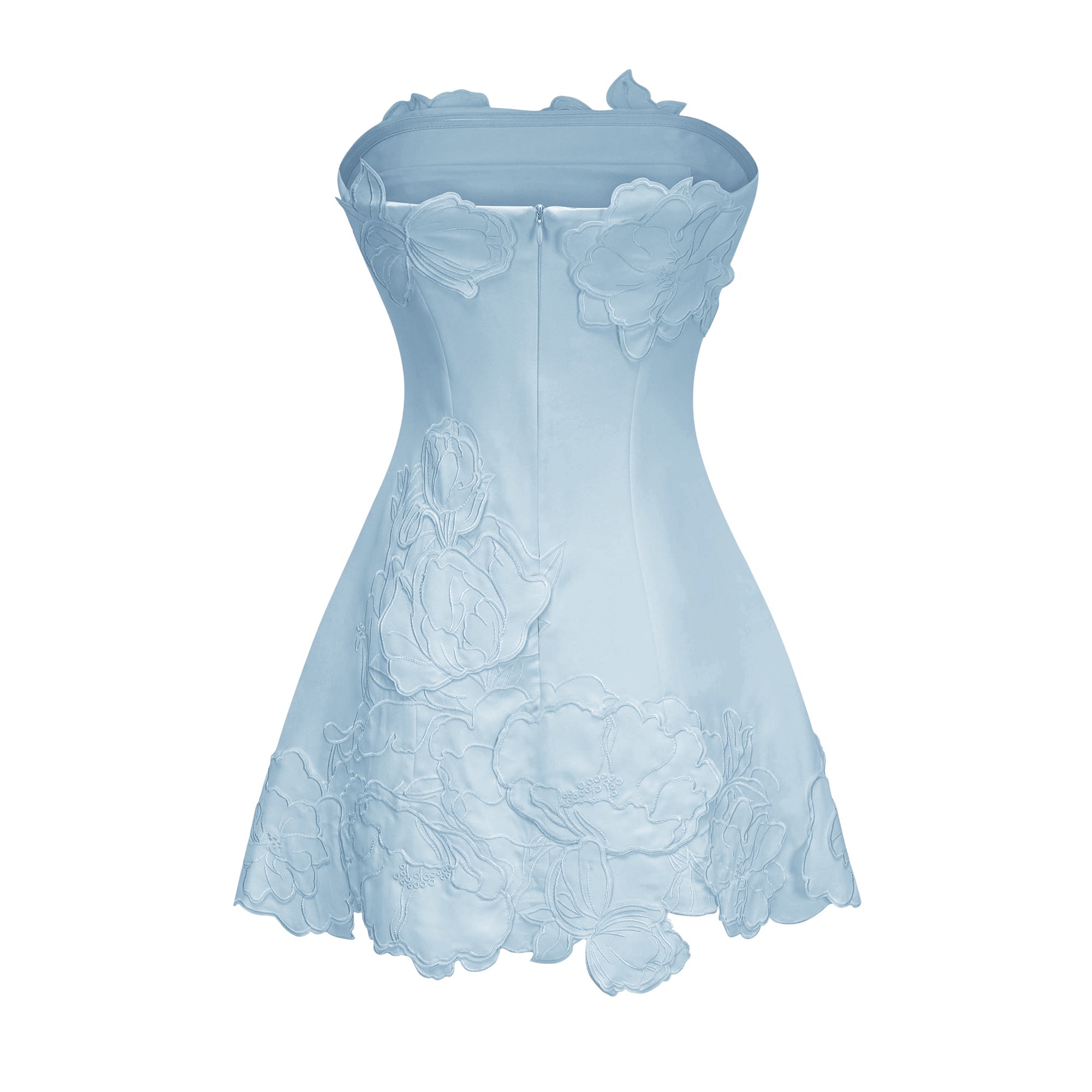 Inga Blue Strapless Floral Embroidered Mini Dress