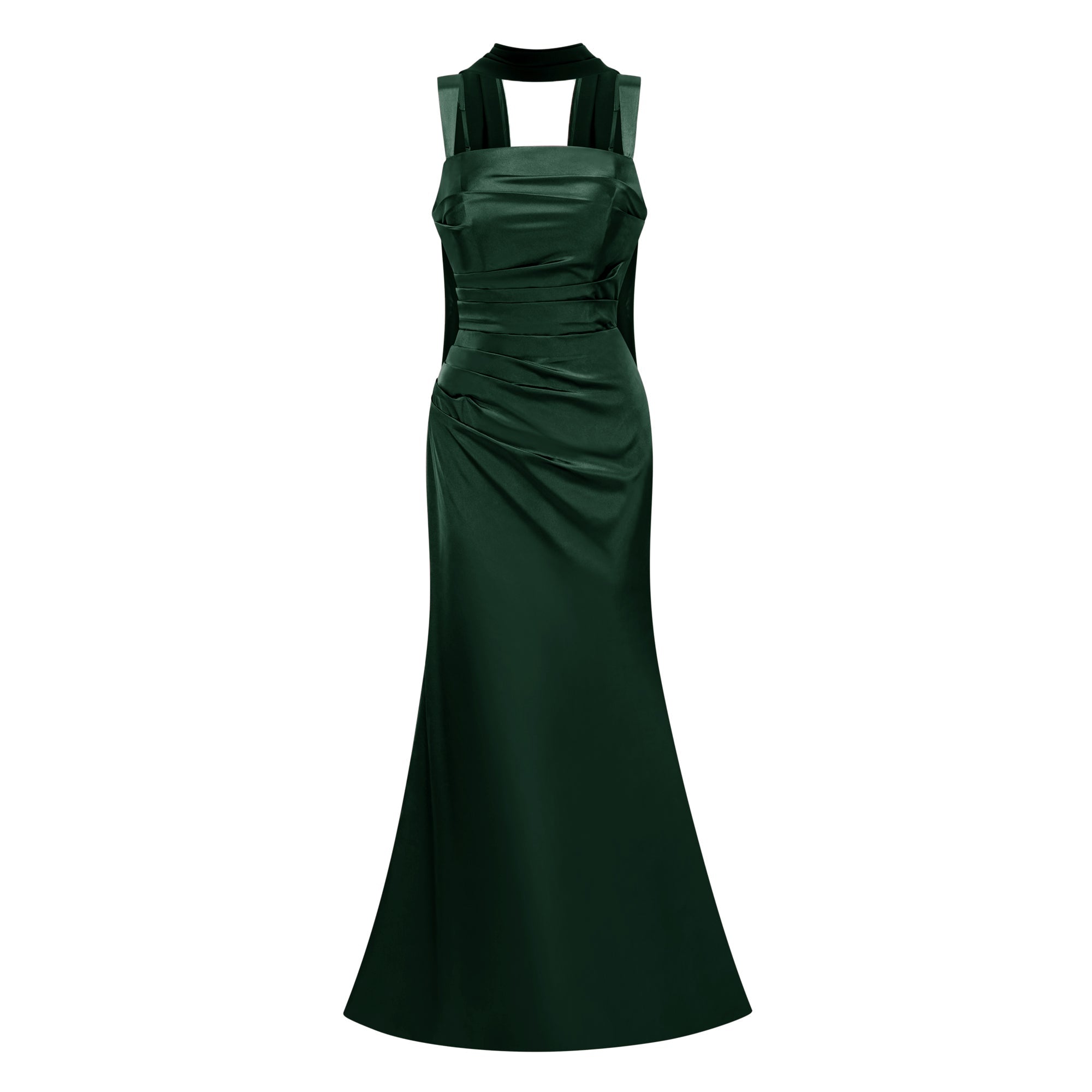 Inmaculada Emerald Ruched Satin Maxi Dress (Final Sale-US Only)