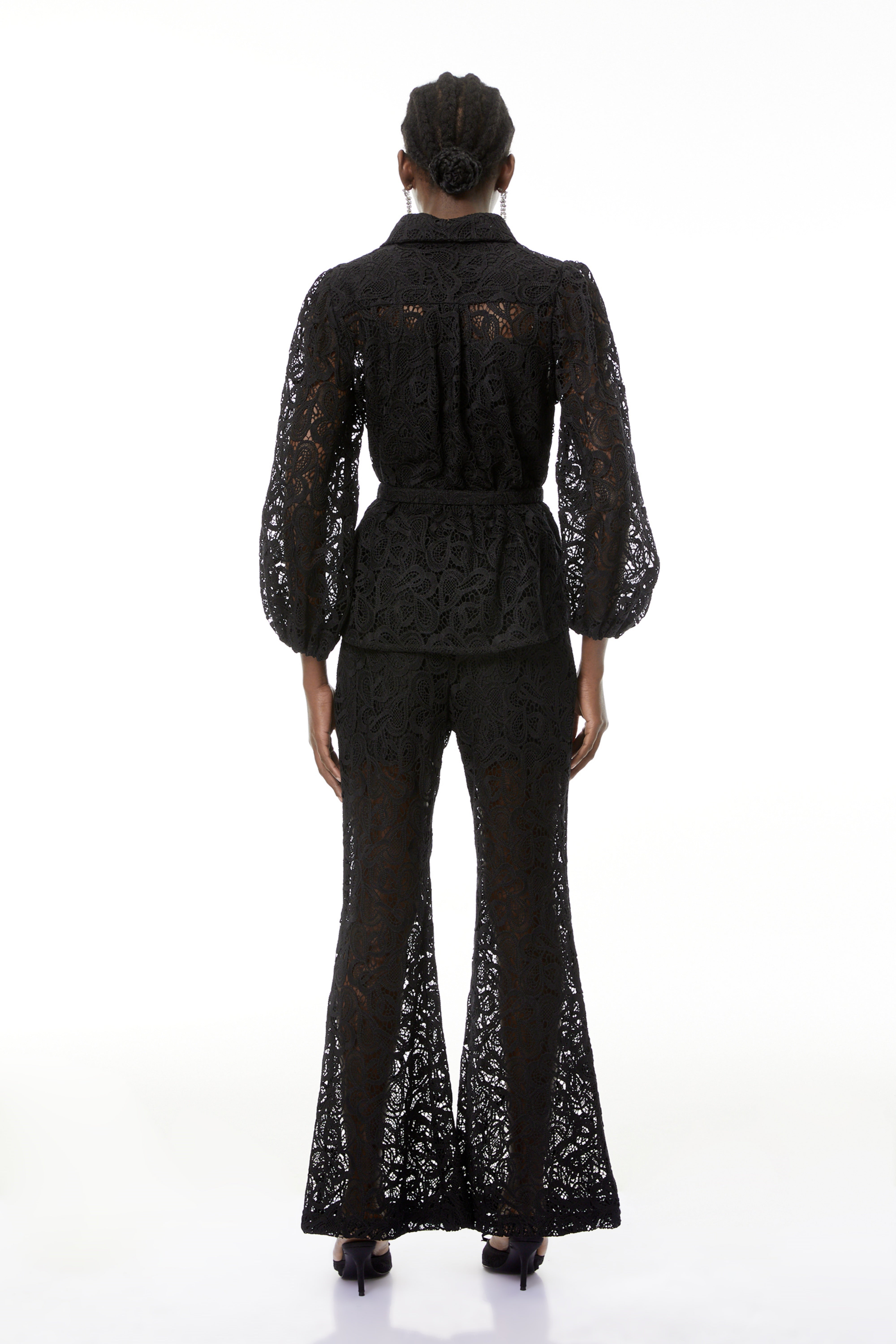 Jacqueline Black Floral Lace Blouse & Trouser Set (Final Sale)