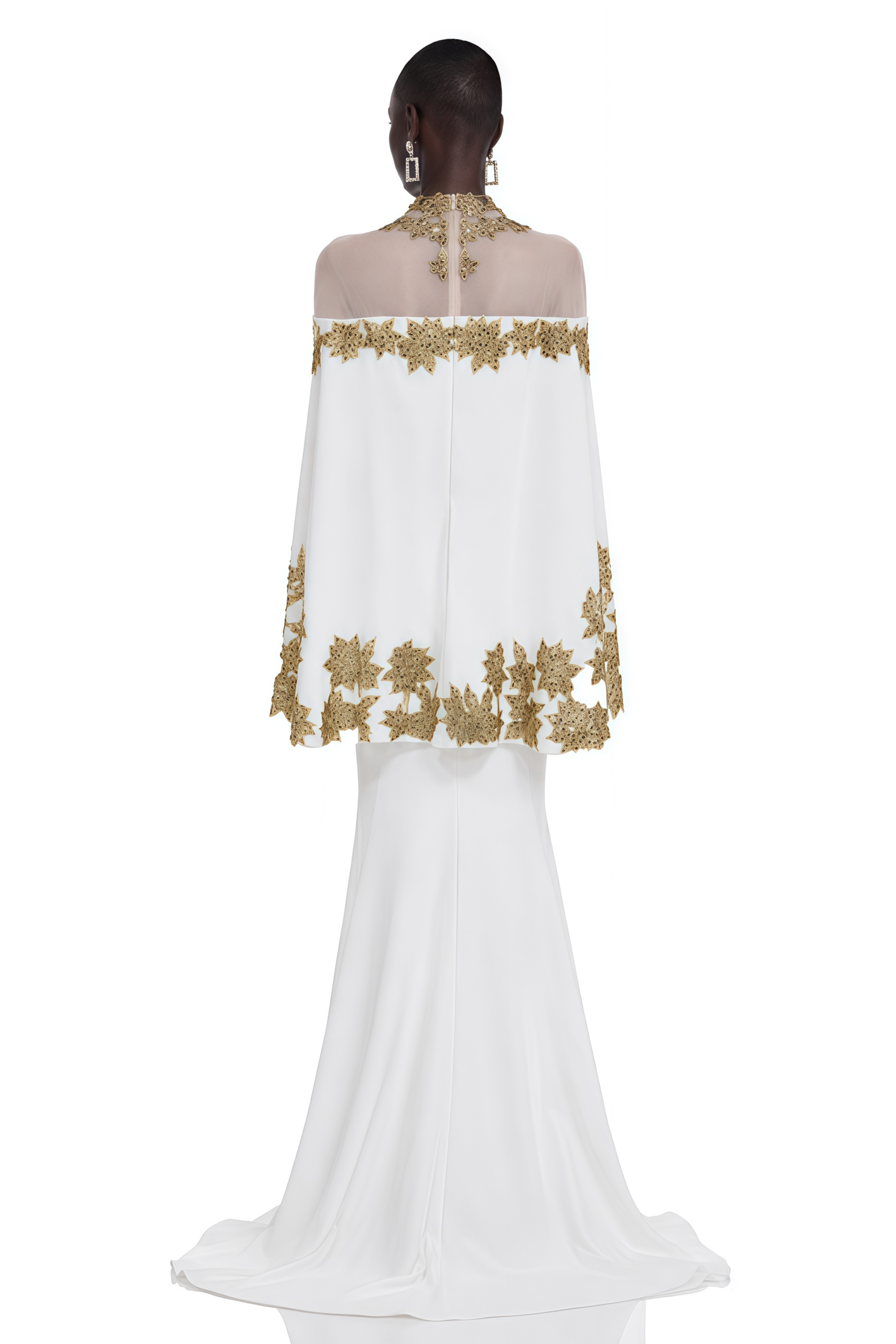 Jitka White Sequin Maxi Dress with 3D Florals