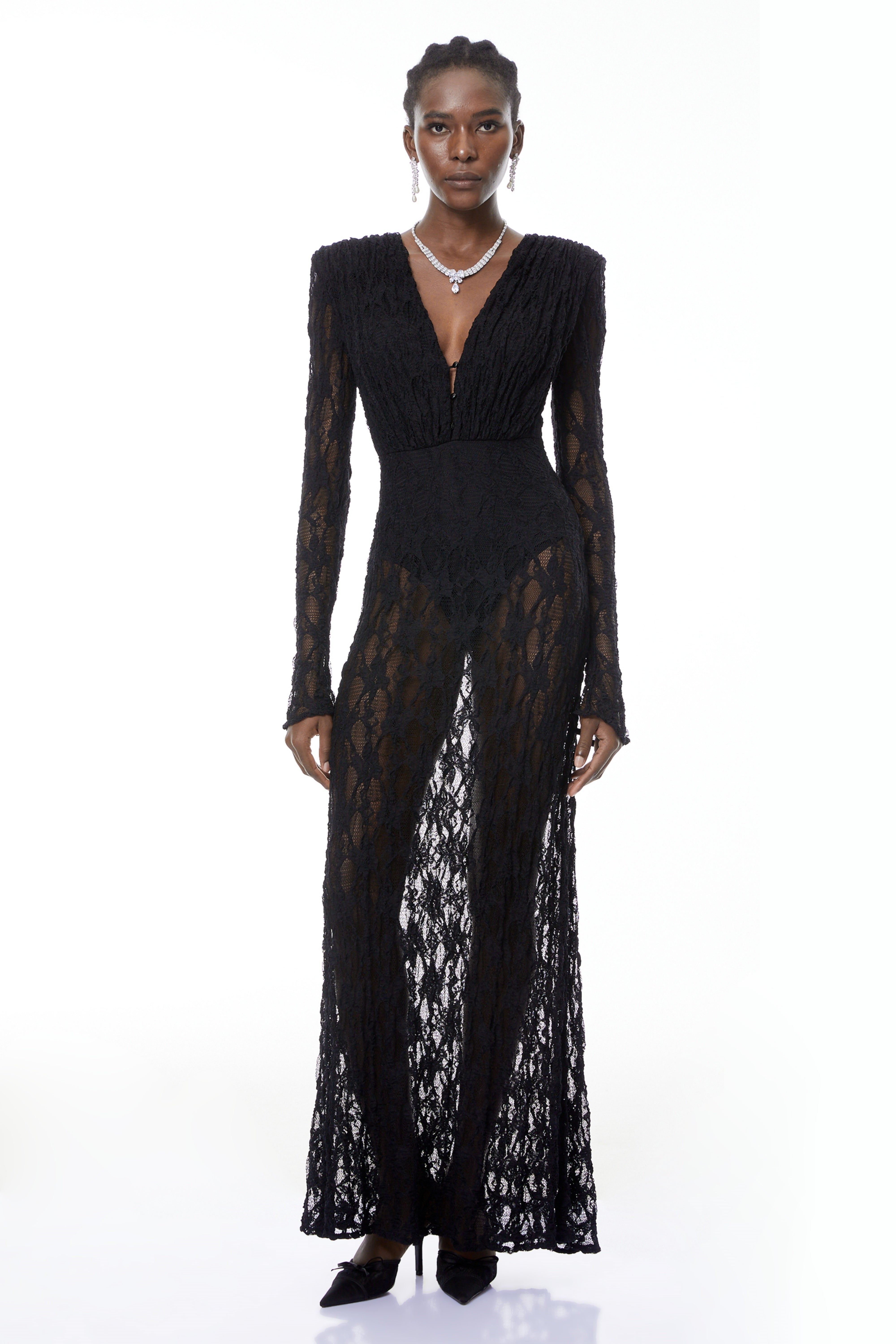 Johanna Black Semi-Sheer Lace Maxi Dress (Final Sale)