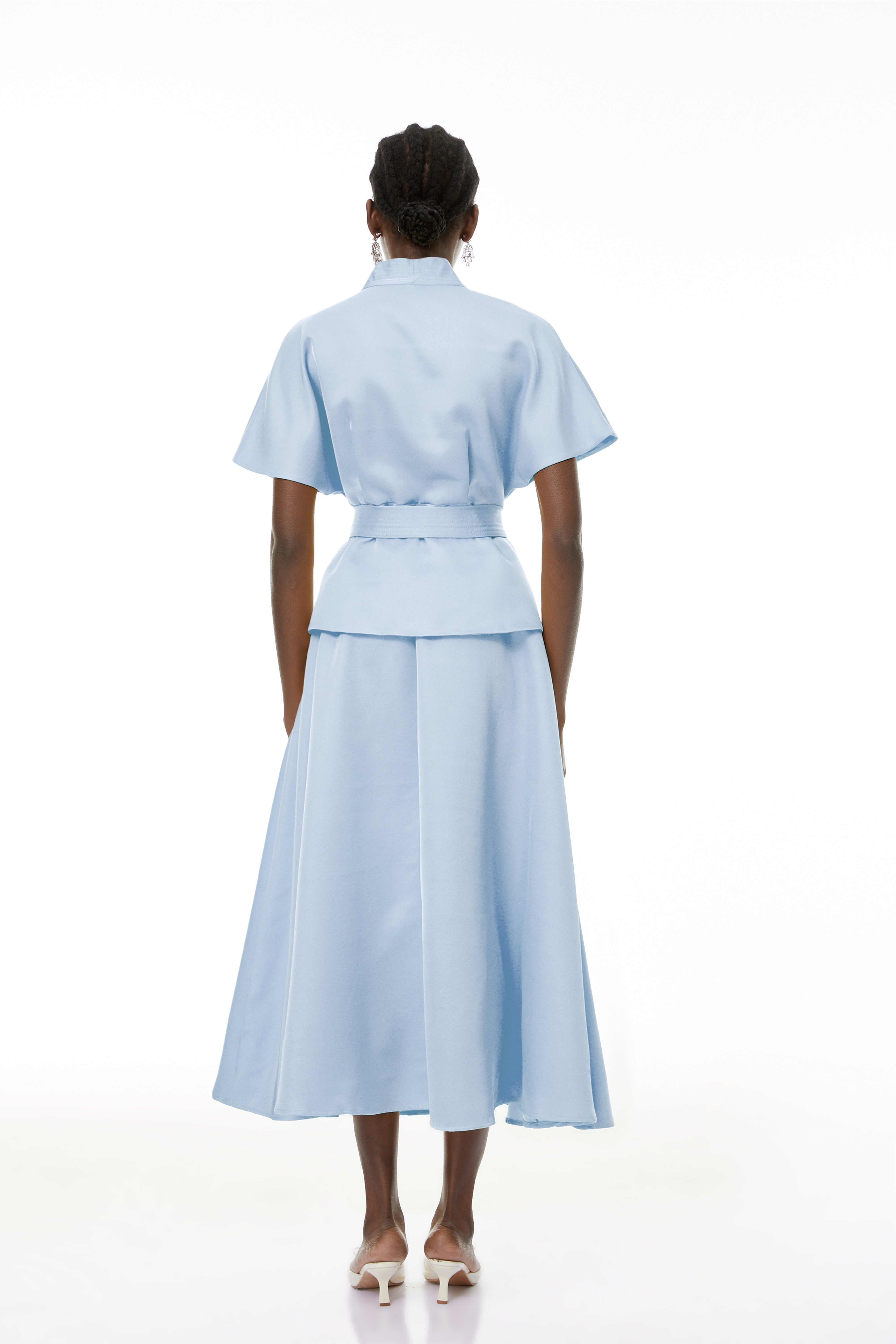 Johanna Blue Self-Tie Blouse & Skirt Set (Final Sale-US Only)