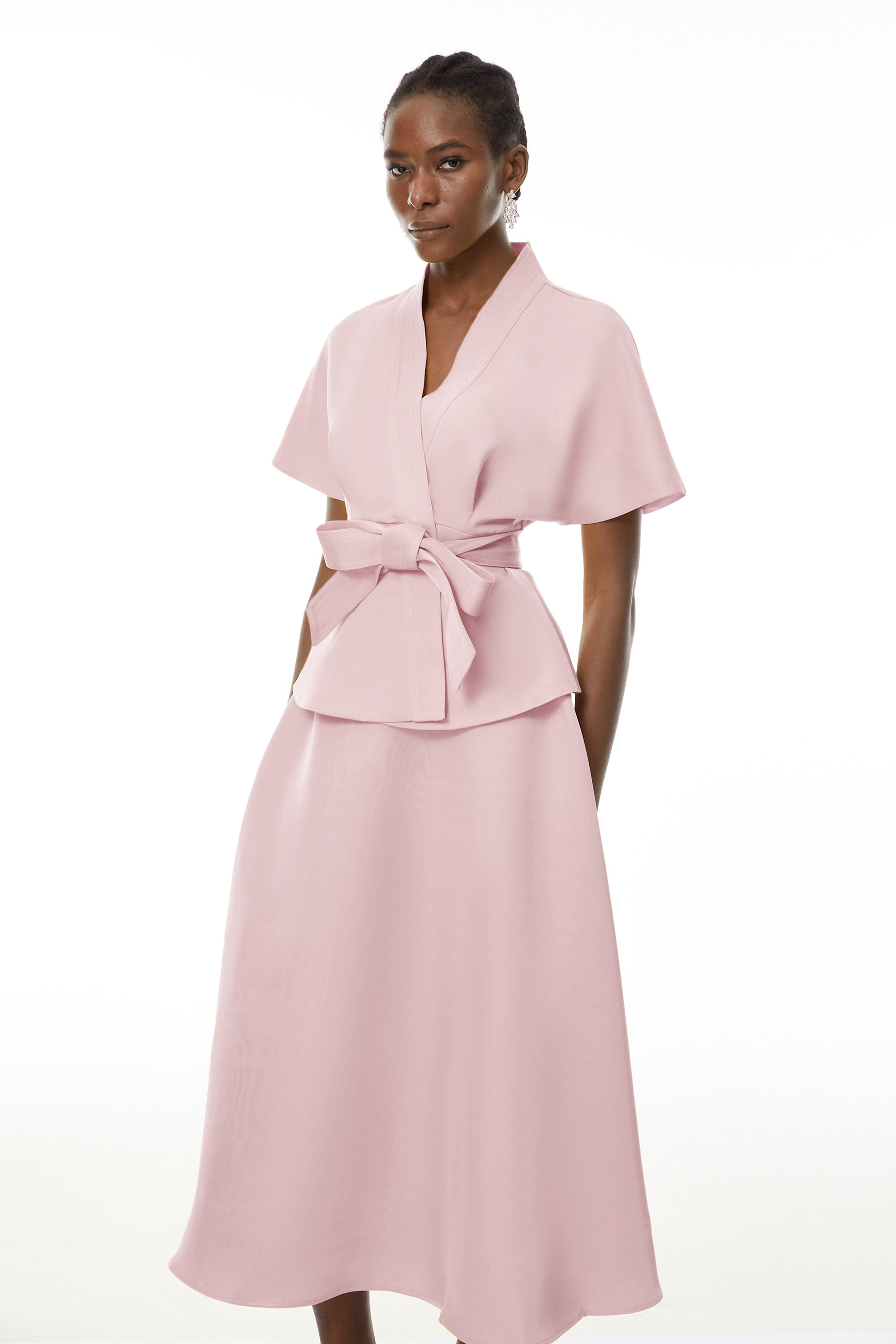 Self-Tie Blouse & Skirt