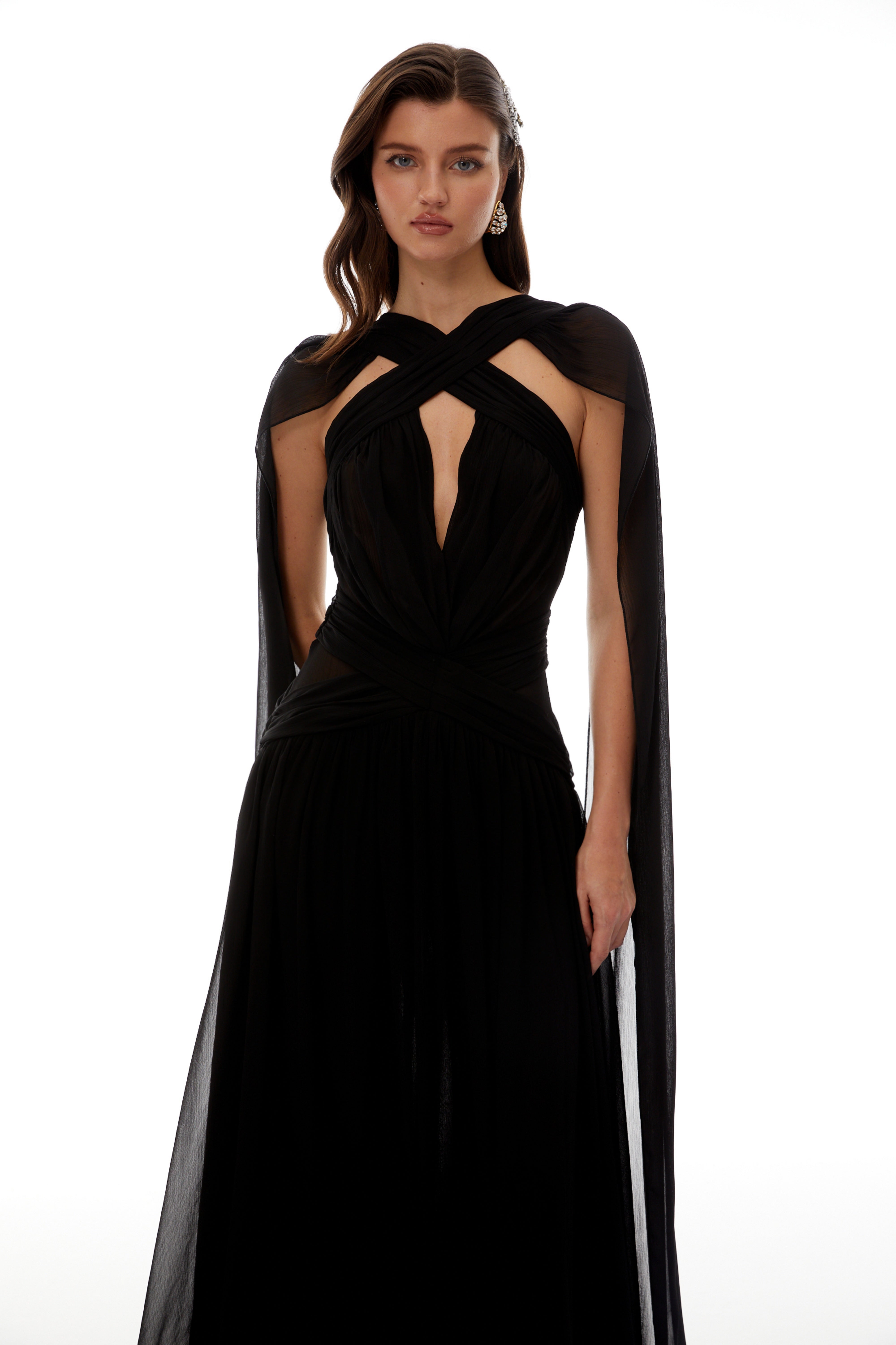Jorge Black Open Back Ribbon Maxi Dress (Final Sale-US Only)