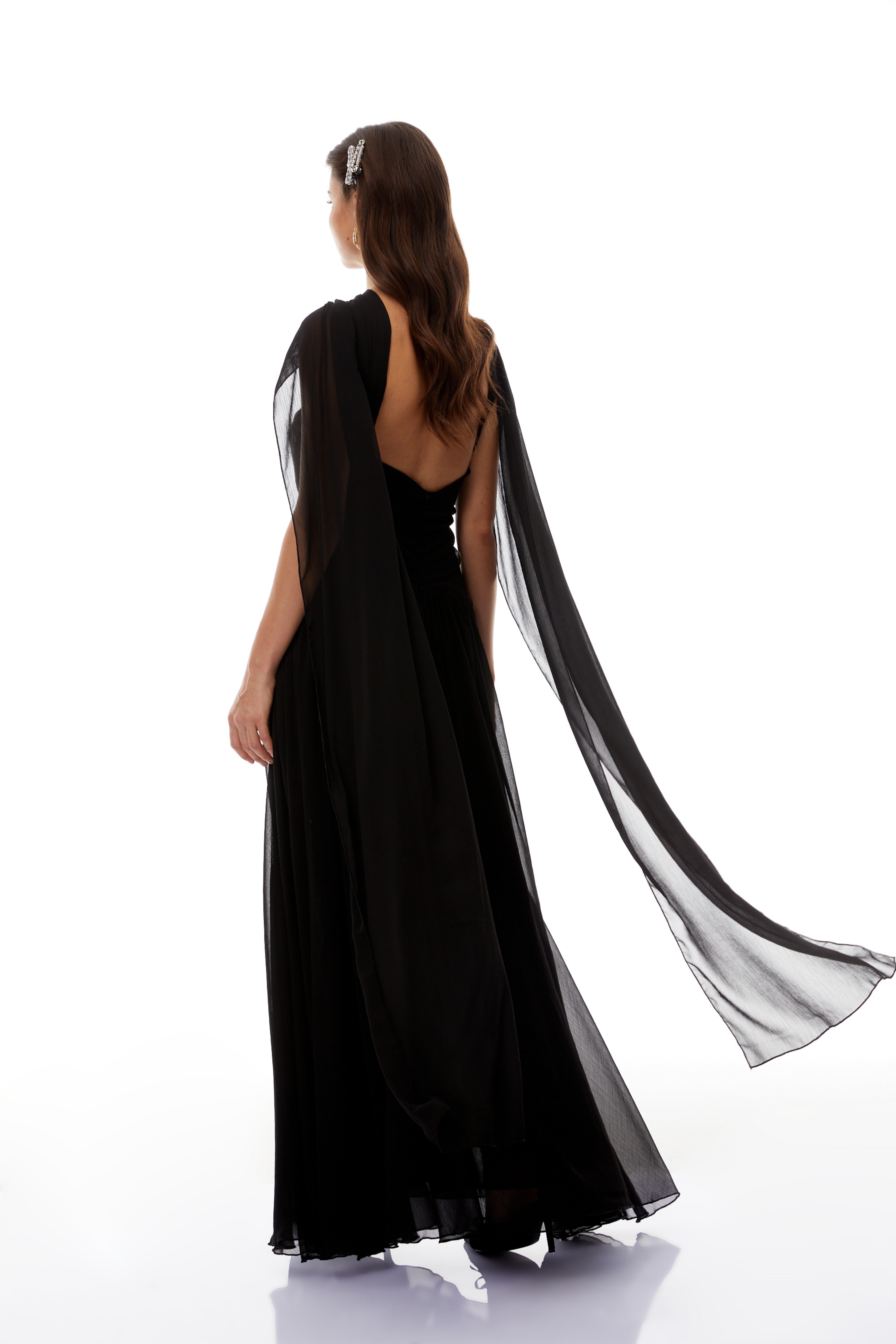 Jorge Black Open Back Ribbon Maxi Dress (Final Sale-US Only)