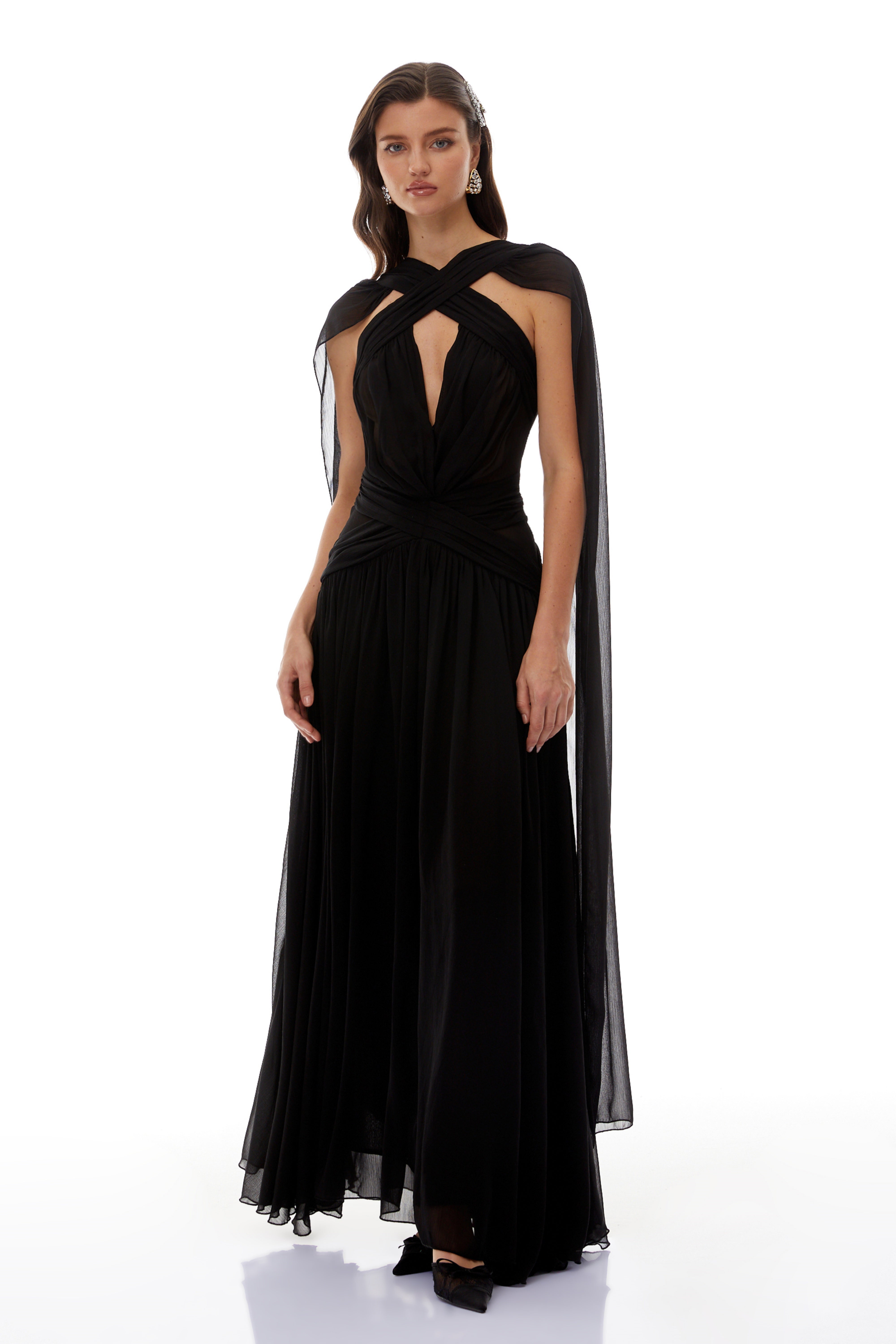 Jorge Black Open Back Ribbon Maxi Dress (Final Sale)