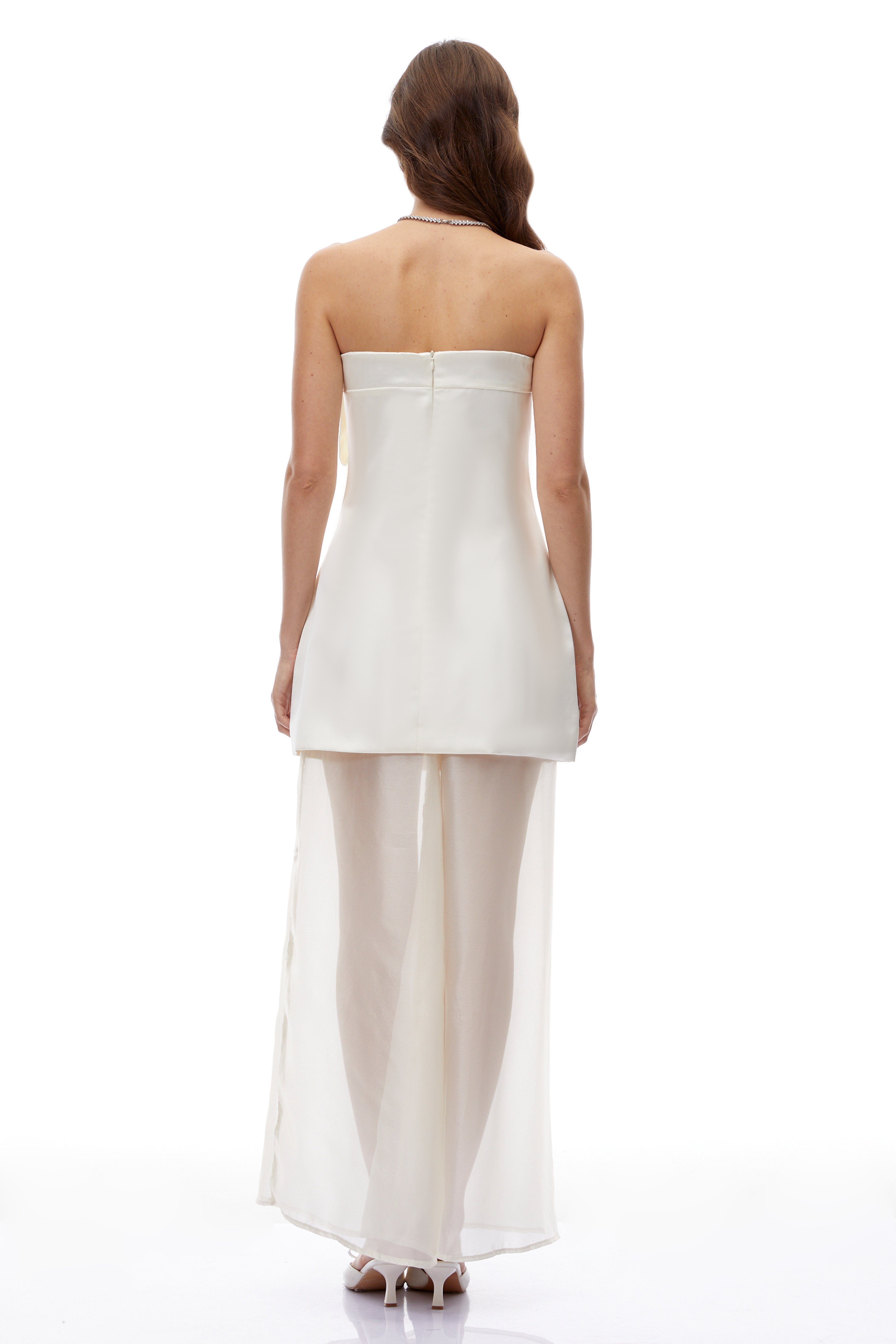 Lark White Off Shoulder Semi-Sheer Maxi Dress with Bow