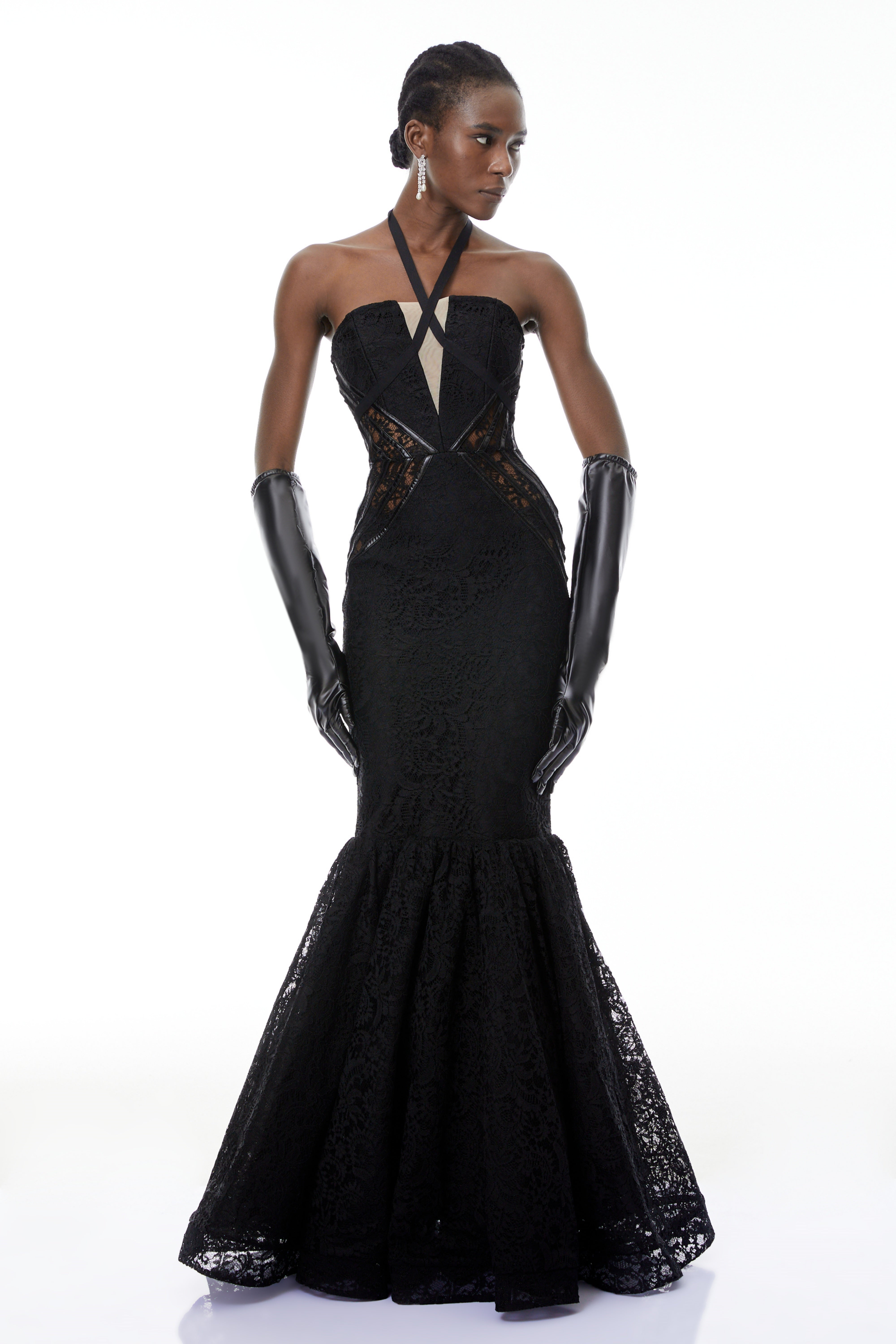 Letiția Black Halterneck Mermaid Maxi Dress (Final Sale)