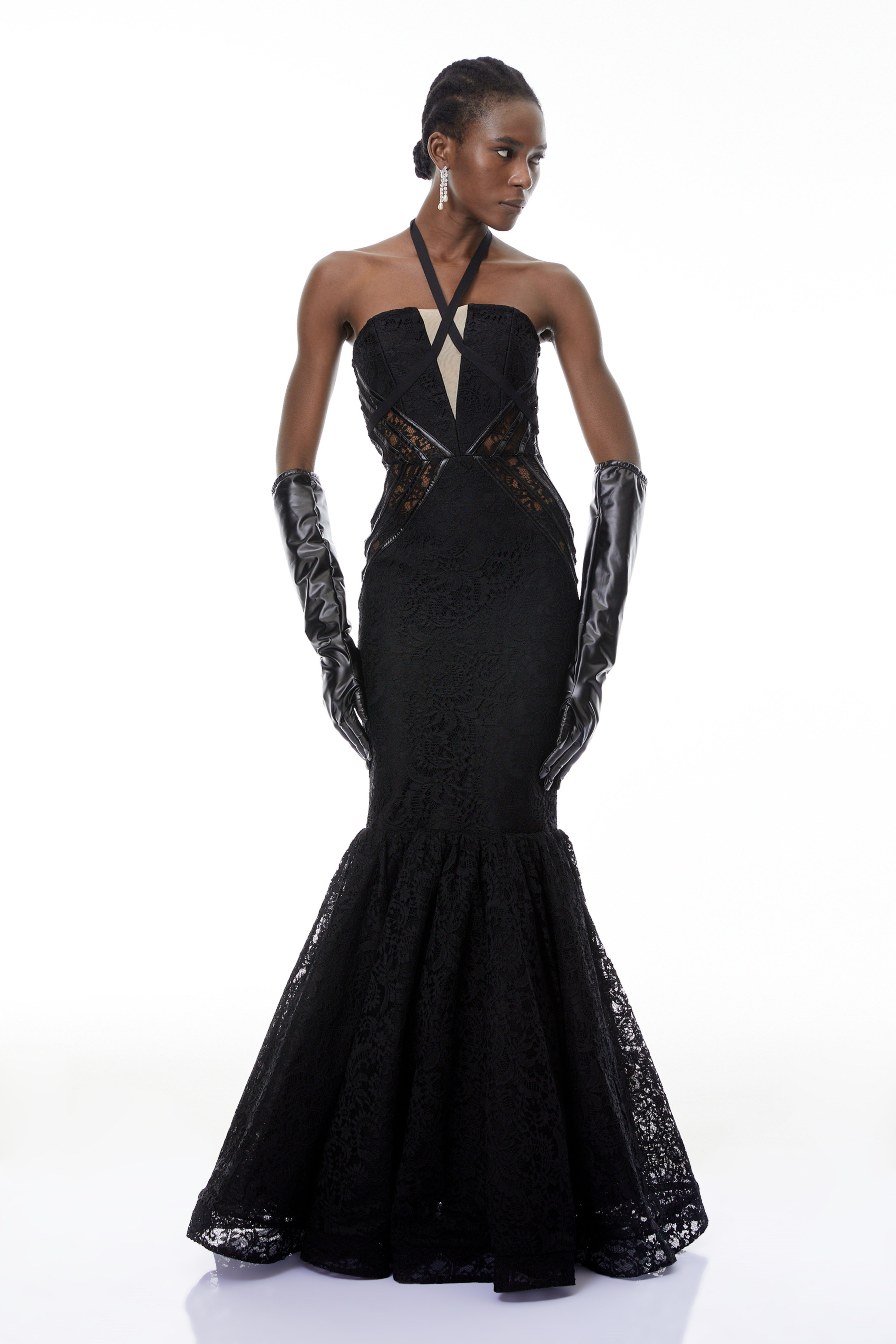 Letiția Black Halterneck Mermaid Maxi Dress (Final Sale)