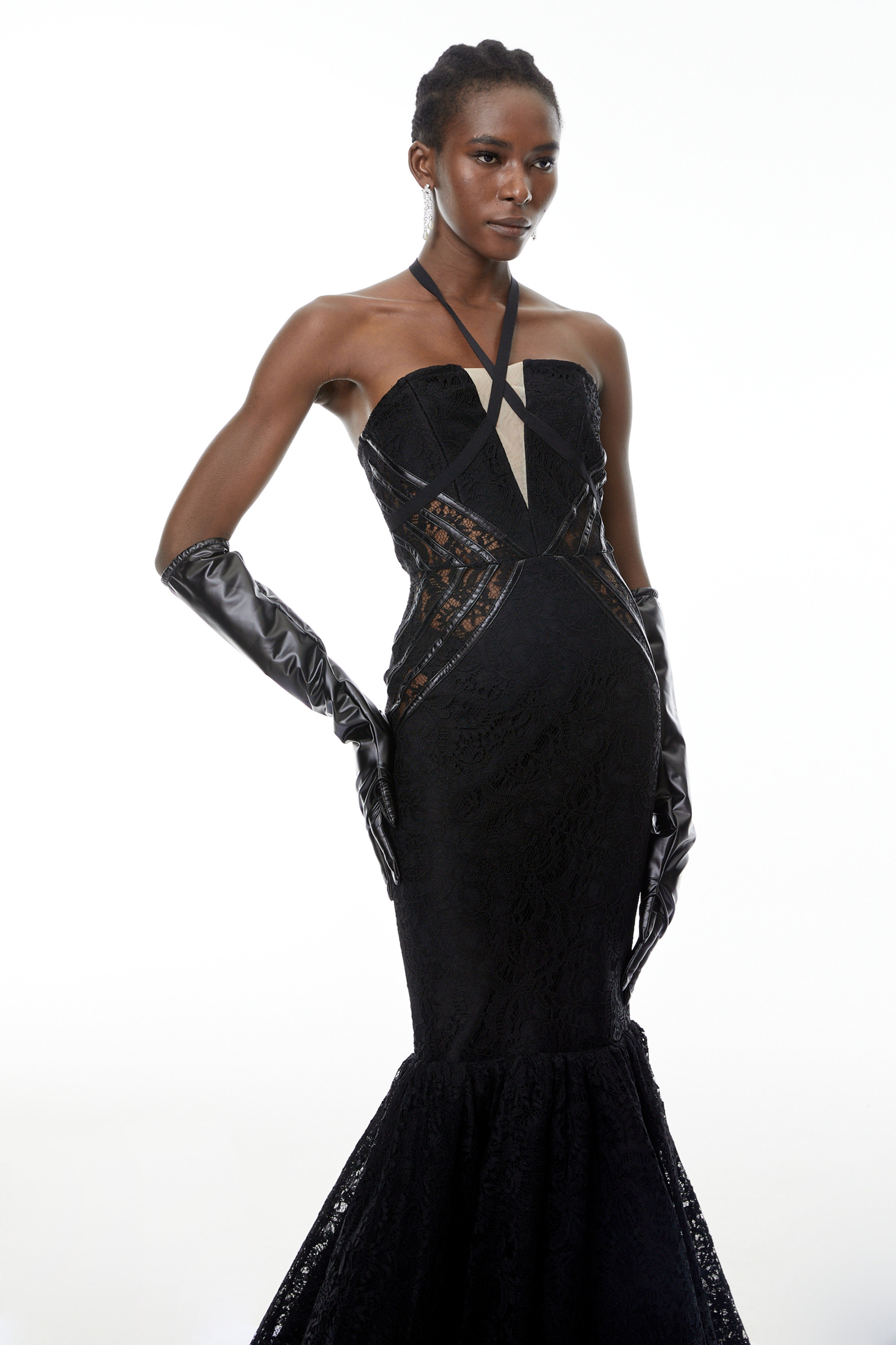 Letiția Black Halterneck Mermaid Maxi Dress (Final Sale)