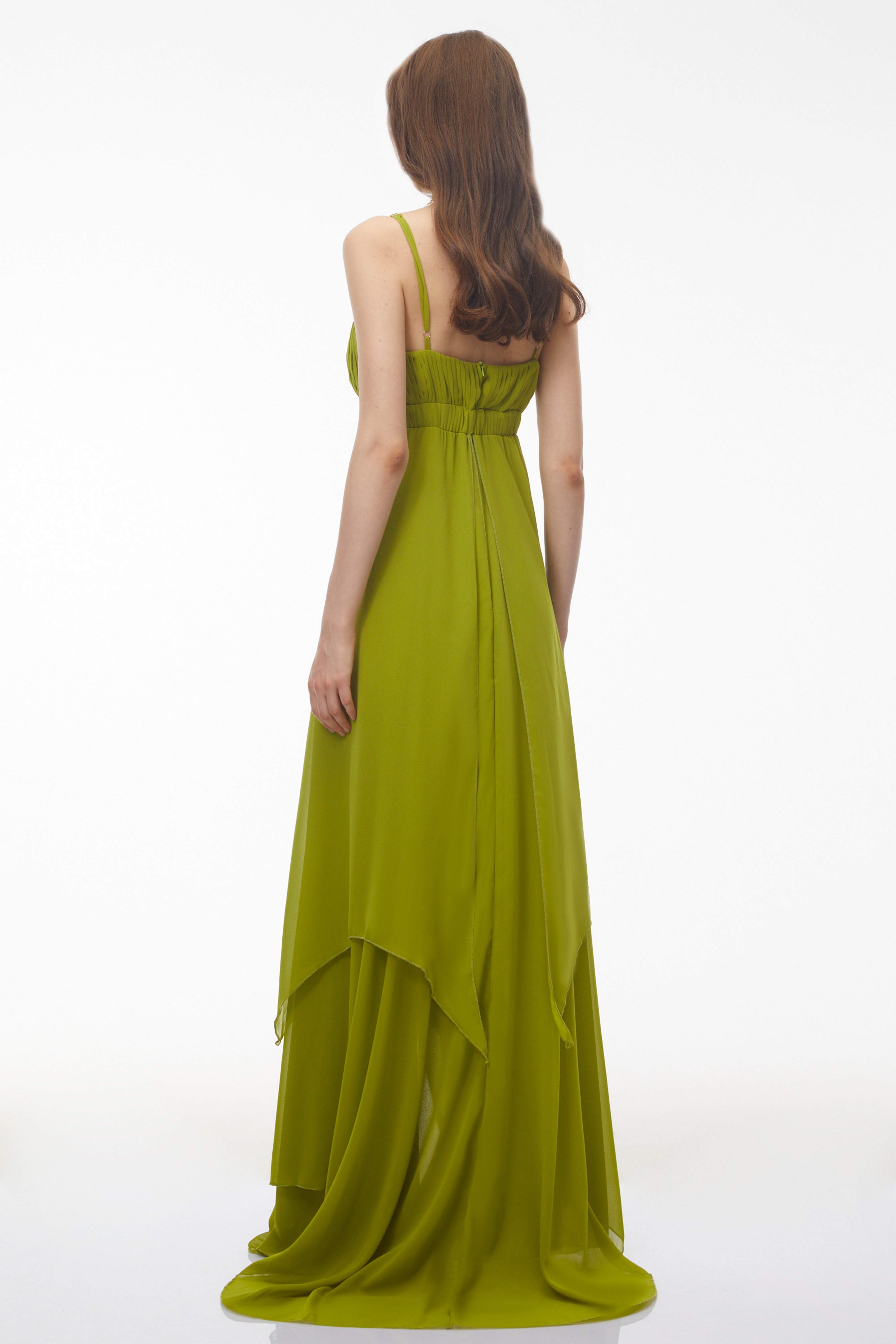 Lilliana Olive Green Tiered Maxi Dress with Cut-Outs (Final Sale)