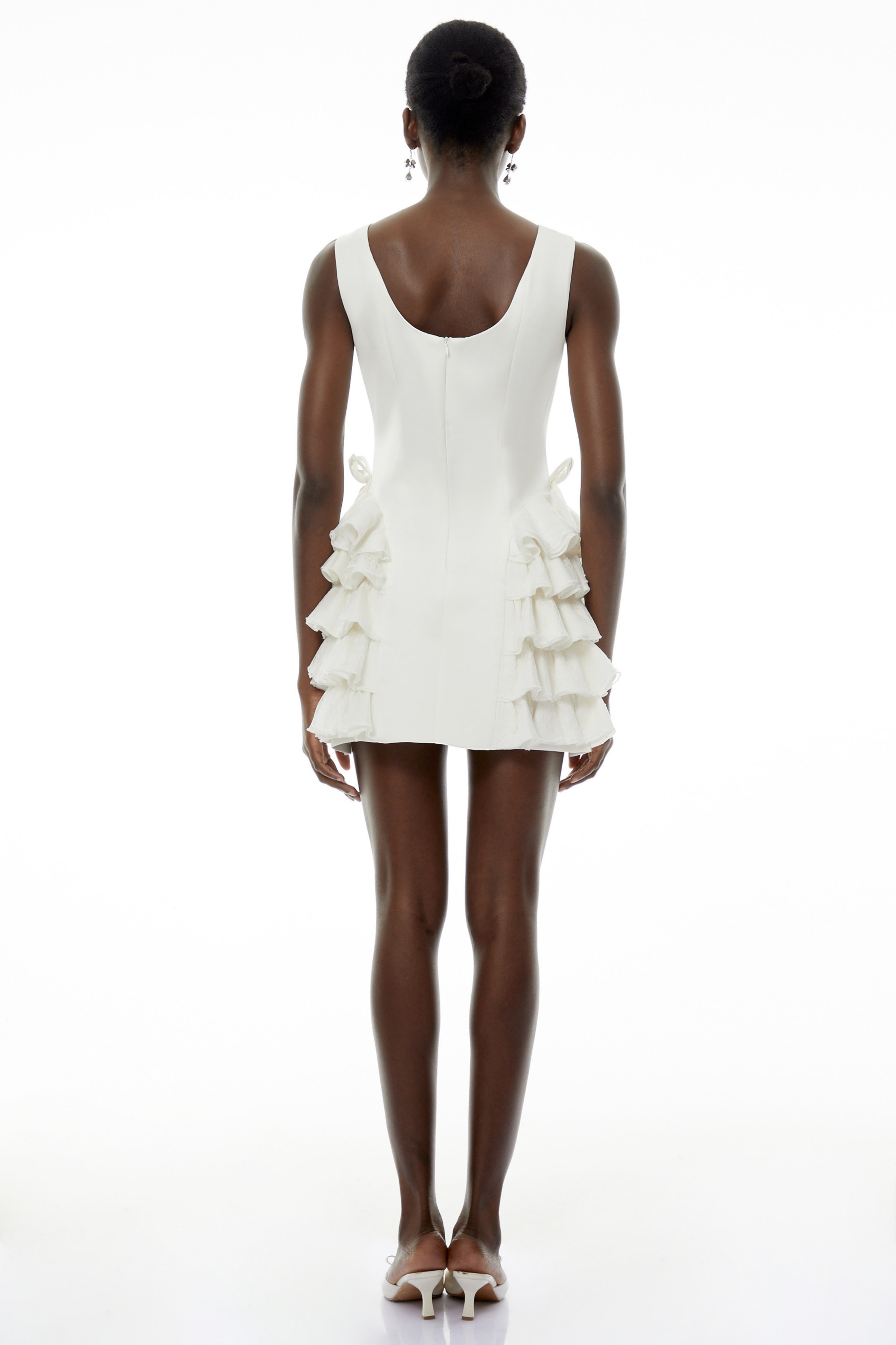 Lilliana White Sleeveless Tiered Ruffled Mini Dress